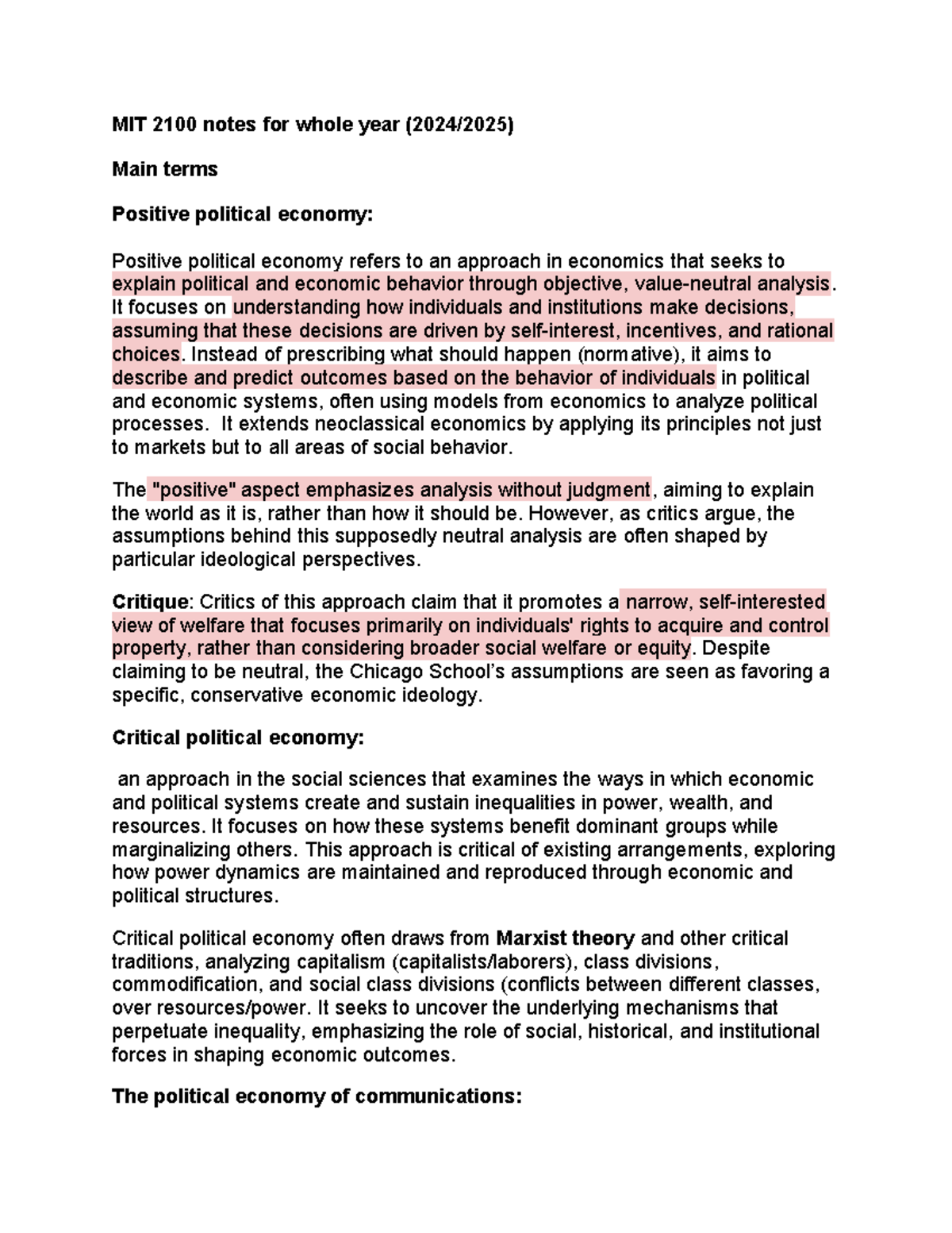 MIT 2100 notes for whole year - It focuses on understanding how ...