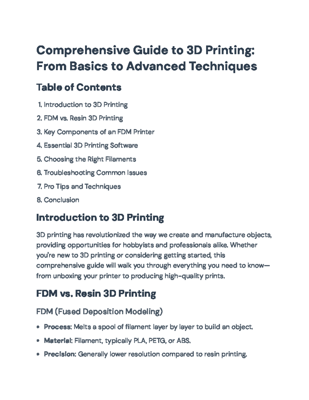 Comprehensive 3D Printing Guide: Basics to Advanced Techniques ...