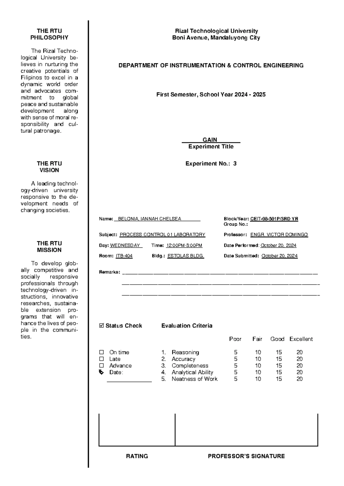 ICE0 7 Experiment 02: Control Systems Analysis & PID Diagrams - Studocu