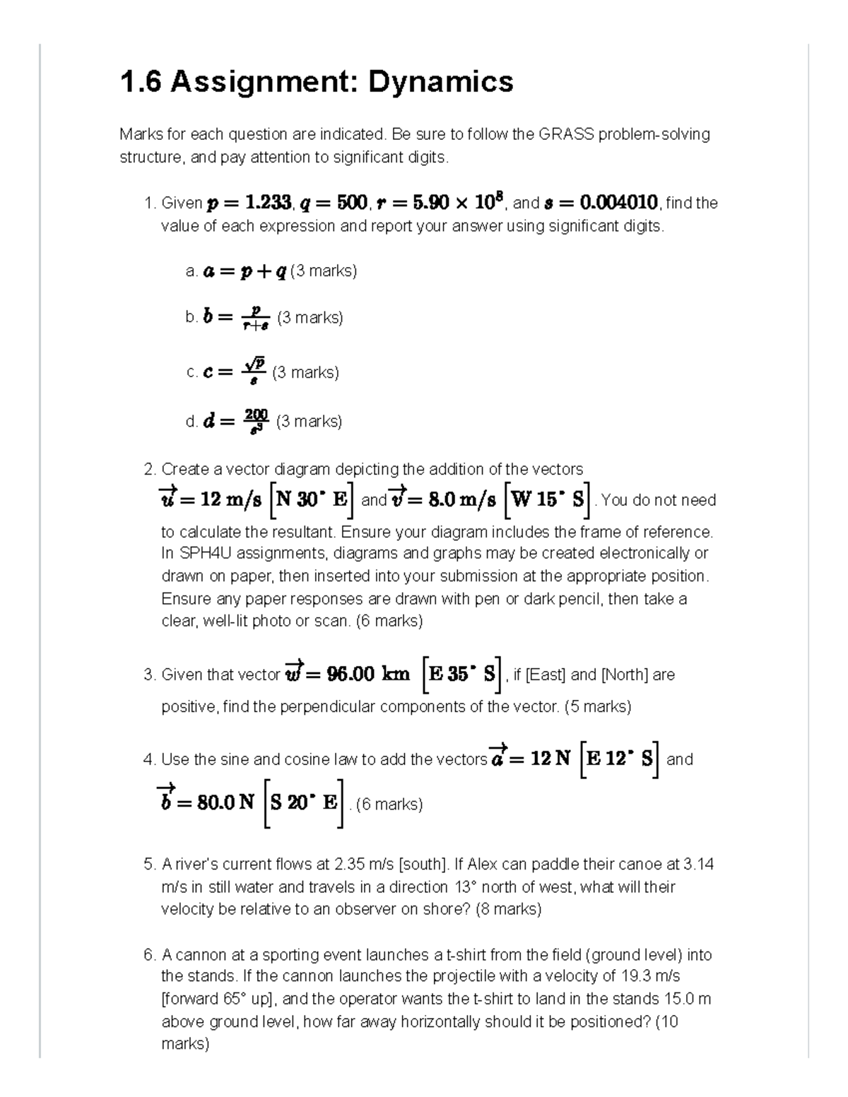1.6 Assignment: Dynamics Questions and Solutions - Studocu