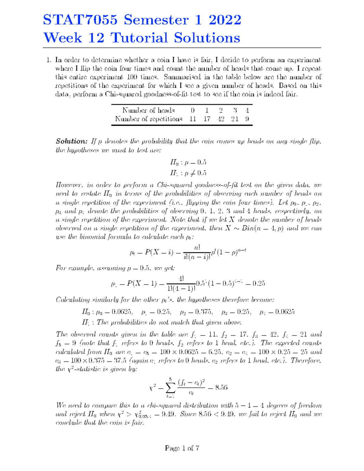STAT7055 Semester 1 2022 Week 12 Tutorial Solutions - Studocu