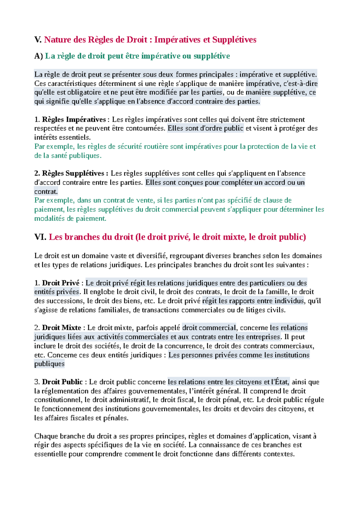 2:2 - Chapitre 1 - droit objectif parti 2 - V. Nature des Règles de ...