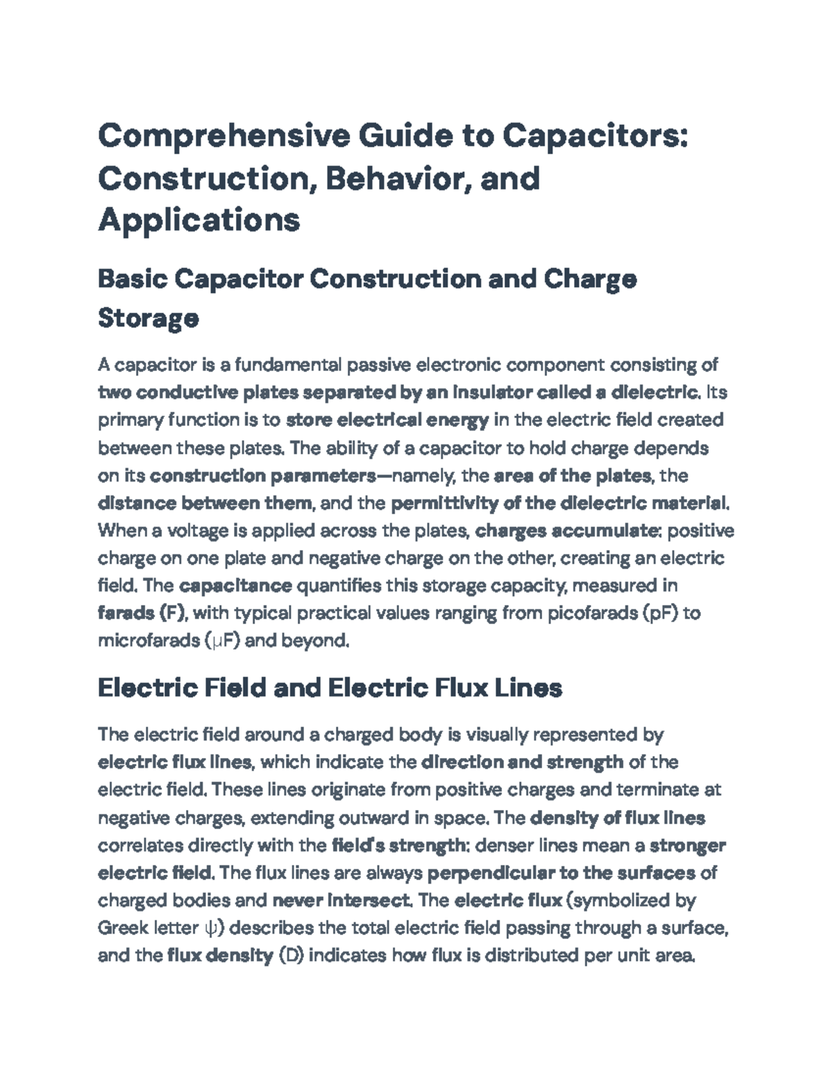 Comprehensive Guide to Capacitors: Construction, Behavior ...