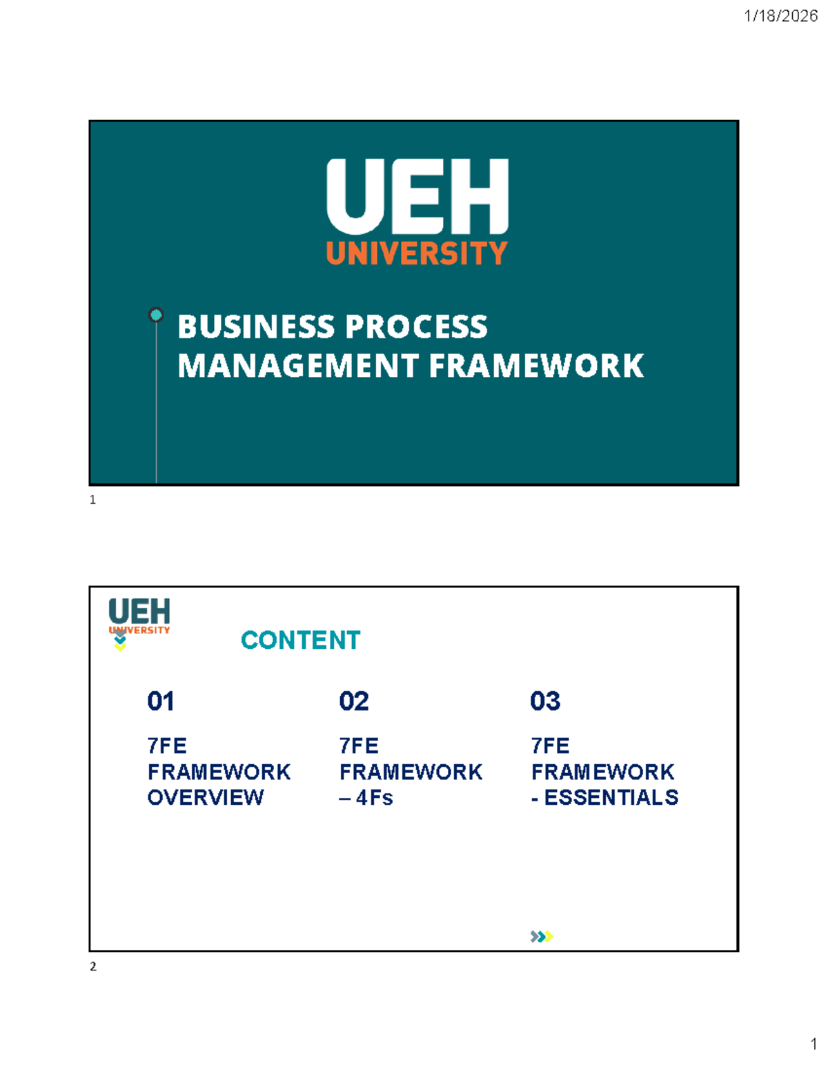 7FE BPM Framework Overview and Process Redesign Approaches - Studocu