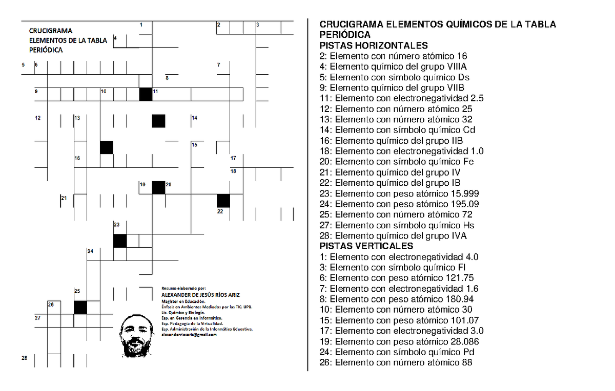 Respuestas Del Crucigrama De La Tabla Periódica Tabela Periodica