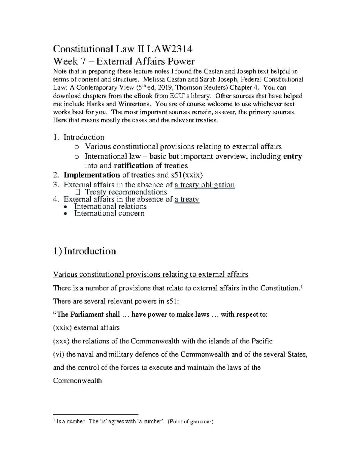 Week 7 Handout - Week 7 lecture notes - Constitutional Law II LAW 2314 ...