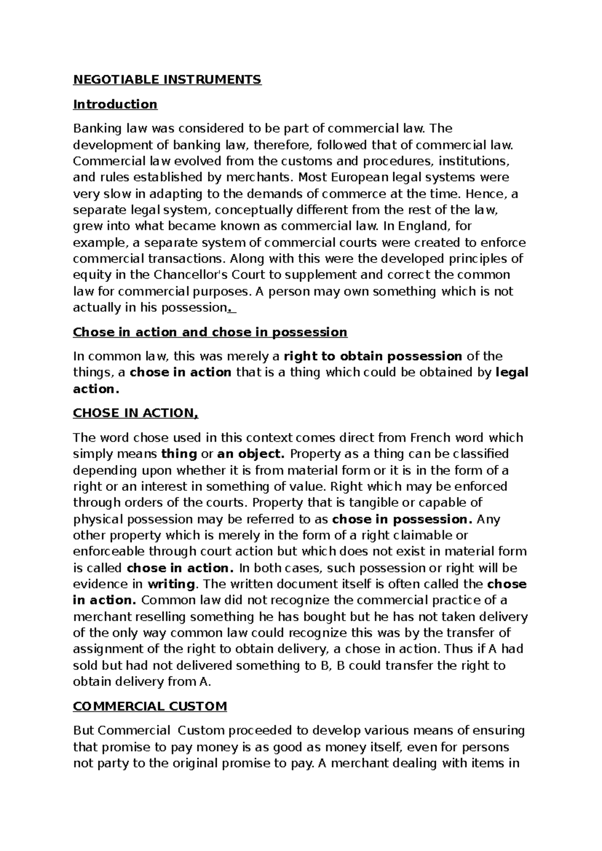 Negotiable Instruments: An Overview of Banking Law and Practice - Studocu