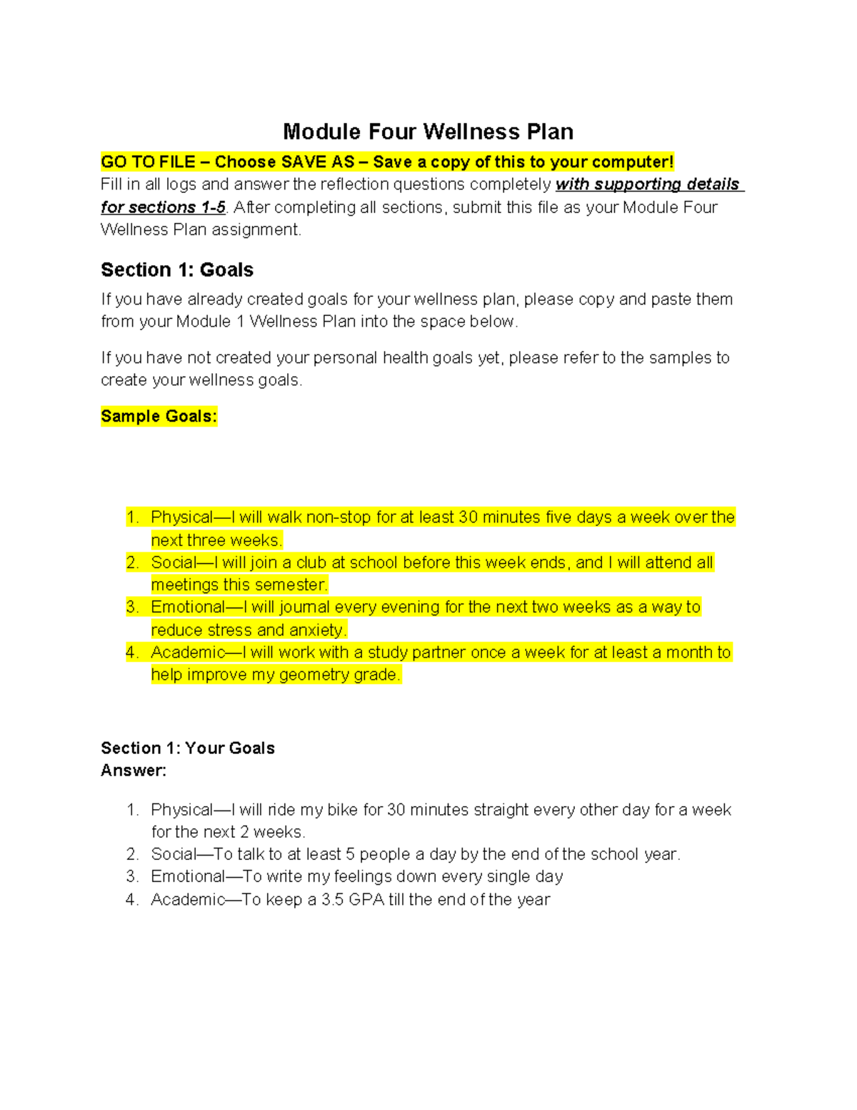 04.06 Module Four: Comprehensive Wellness Plan Assignment - Studocu