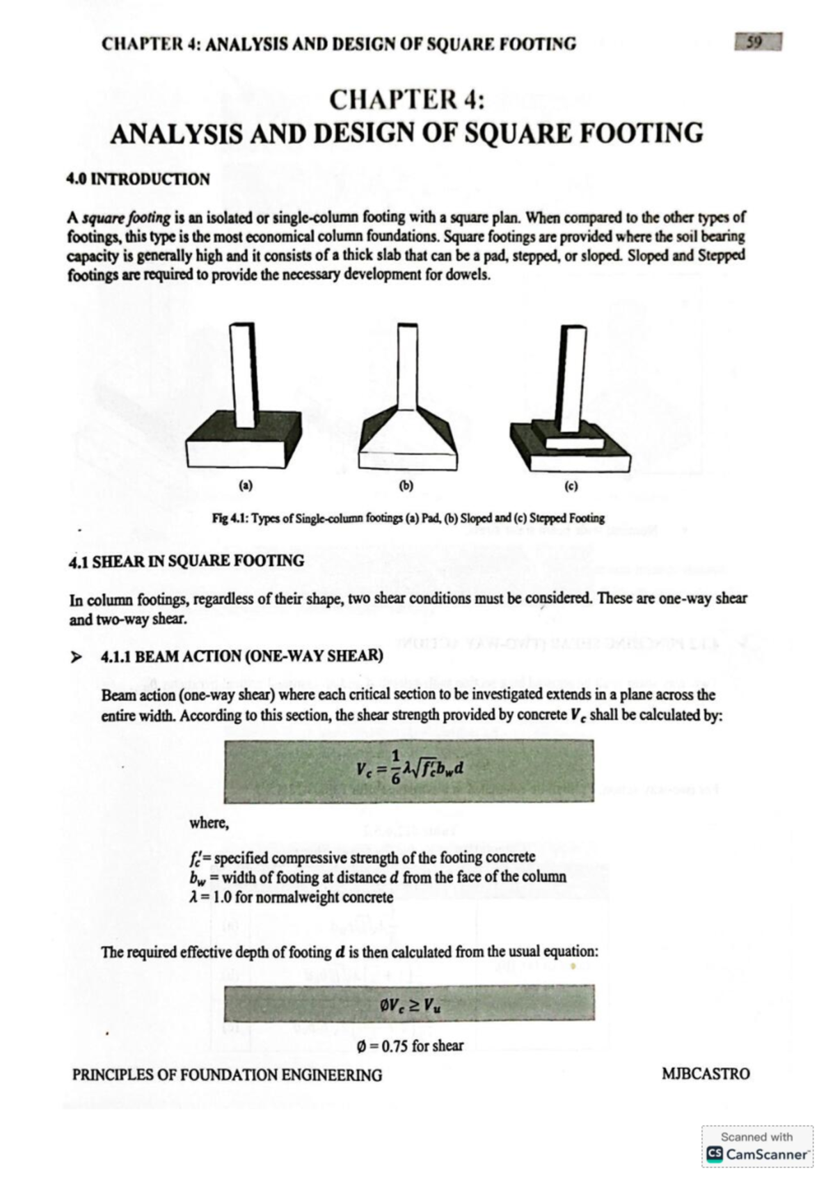 CHAPTER 4: ANALYSIS & DESIGN OF SQUARE FOOTING (ENG 101) - Studocu