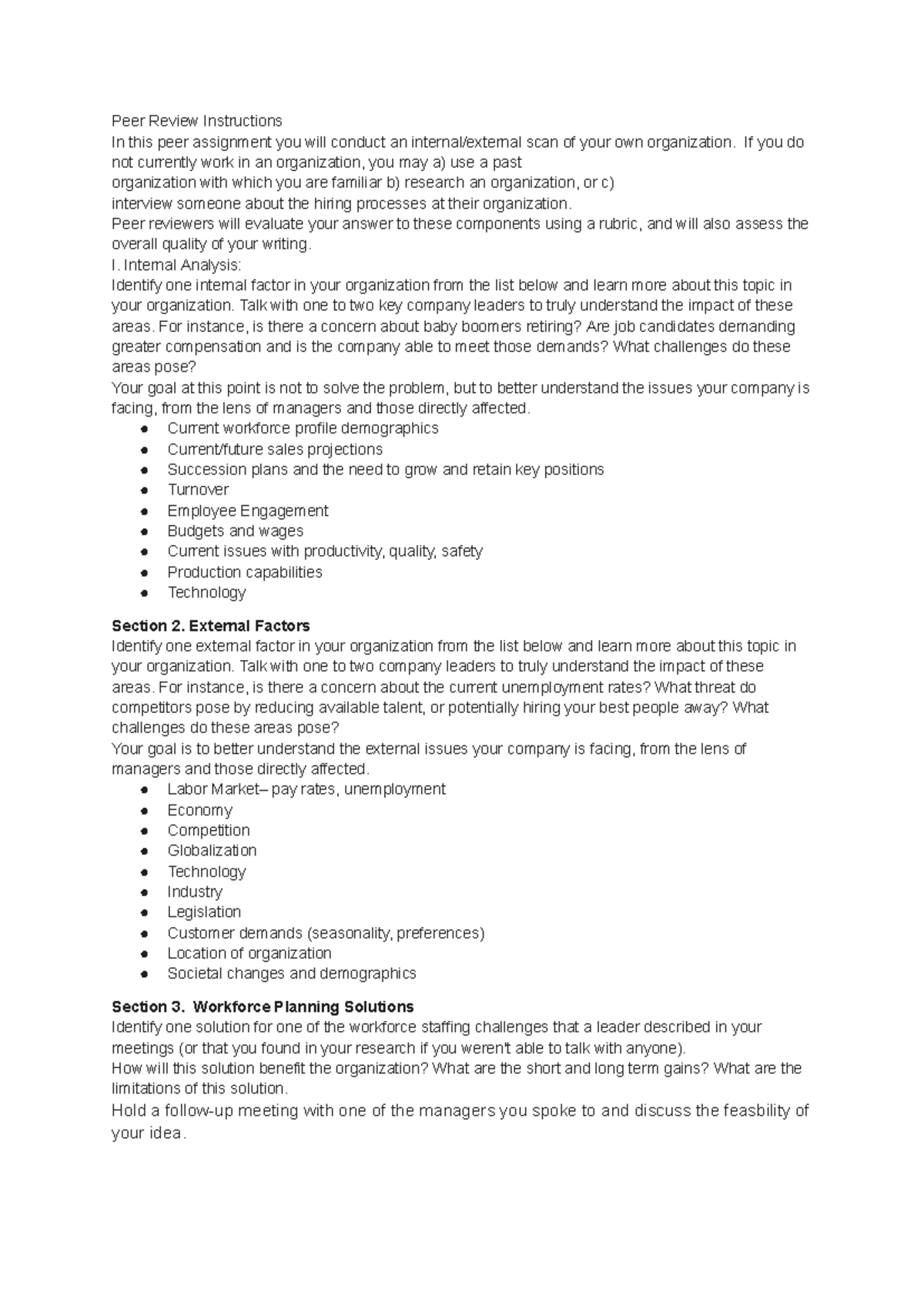 Peer Review Assignment: Org Internal/External Analysis Notes - Studocu