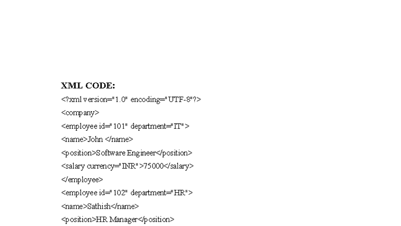 XML CODE & SCHEMA: Combomeal & Employee Data Parsing Guide - Studocu