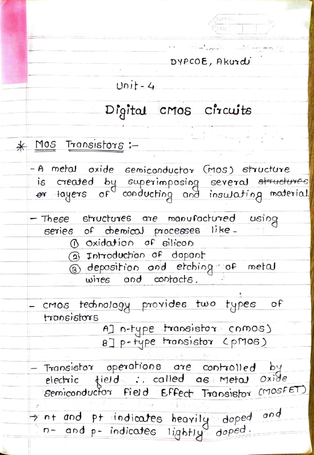 VLSI Unit 4 - Digital CMOS Circuits Overview and Concepts - Studocu