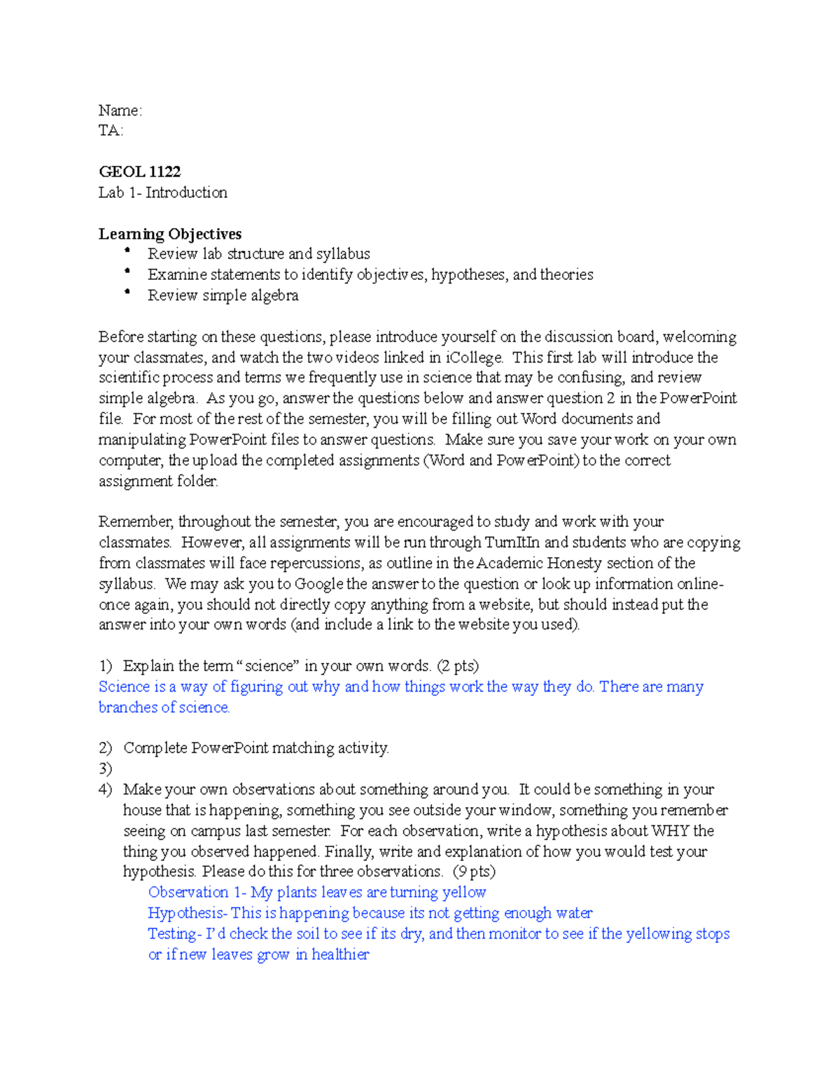 Lab1 - Introduction Questions PDF - Name: TA: GEOL 1122 Lab 1 ...