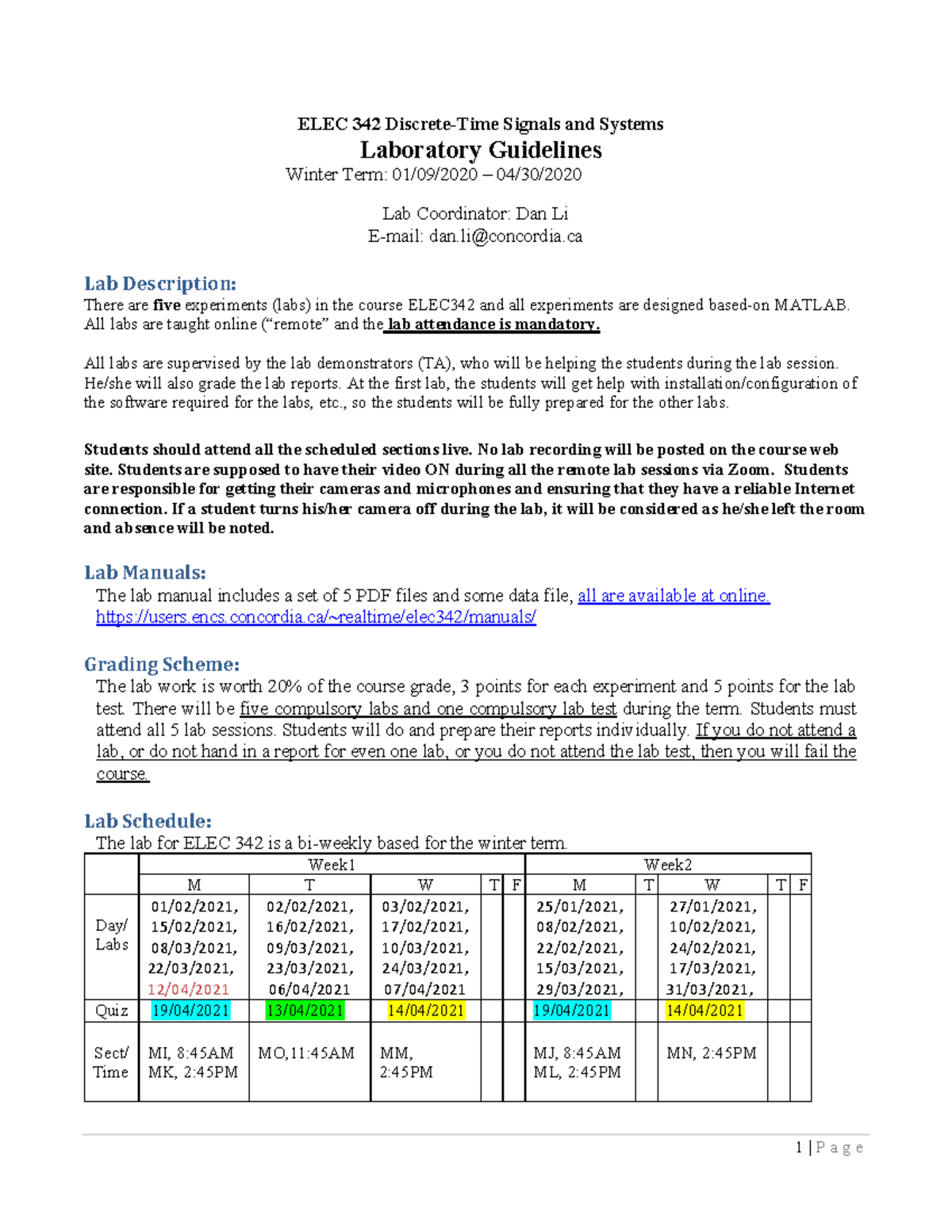 ELEC342 Winter 2021 Lab Guidelines and Procedures for Experiments - Studocu