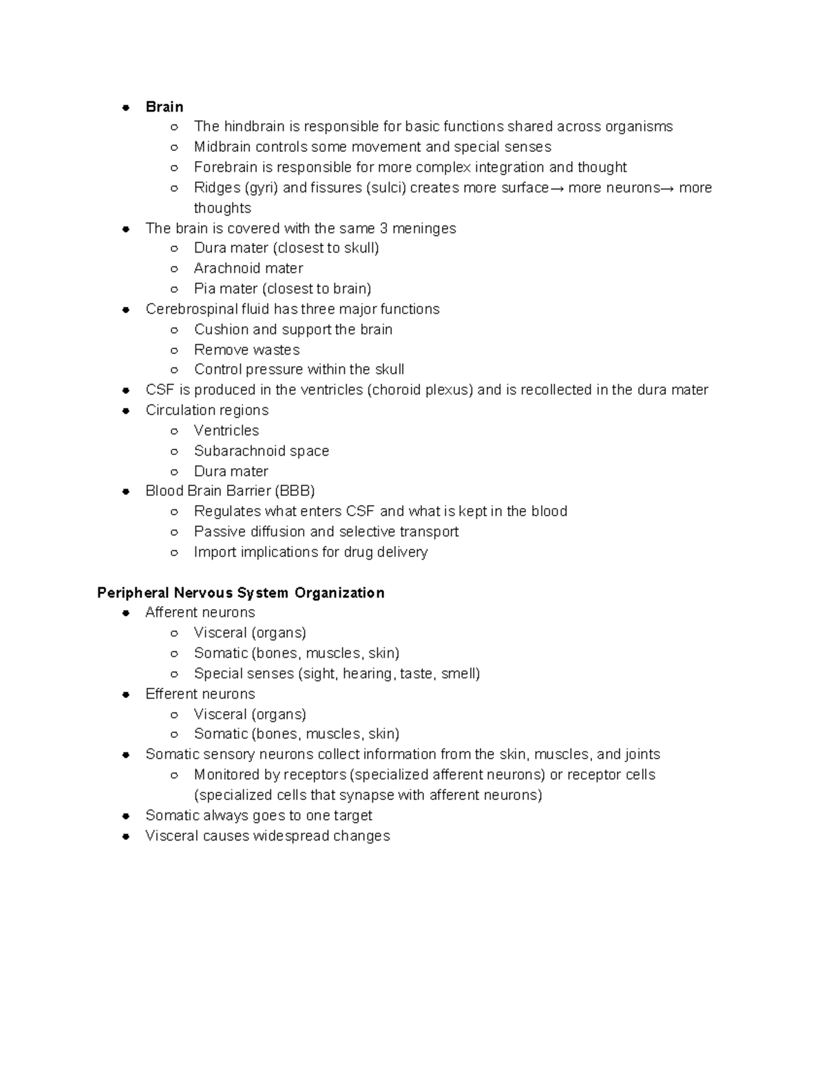 Bio Exam 3 Review - Study Guide - Brain The hindbrain is responsible ...