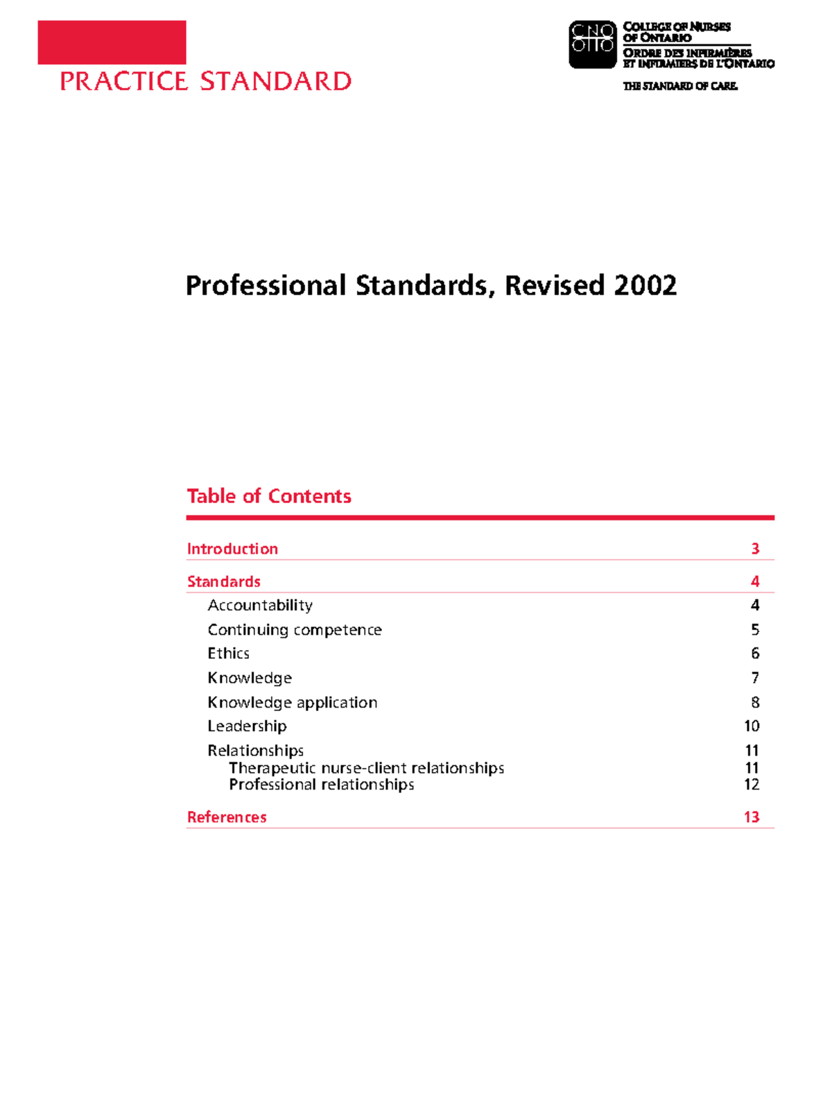 CNO Professional Standards: Revised 2002 Overview and Guidelines - Studocu