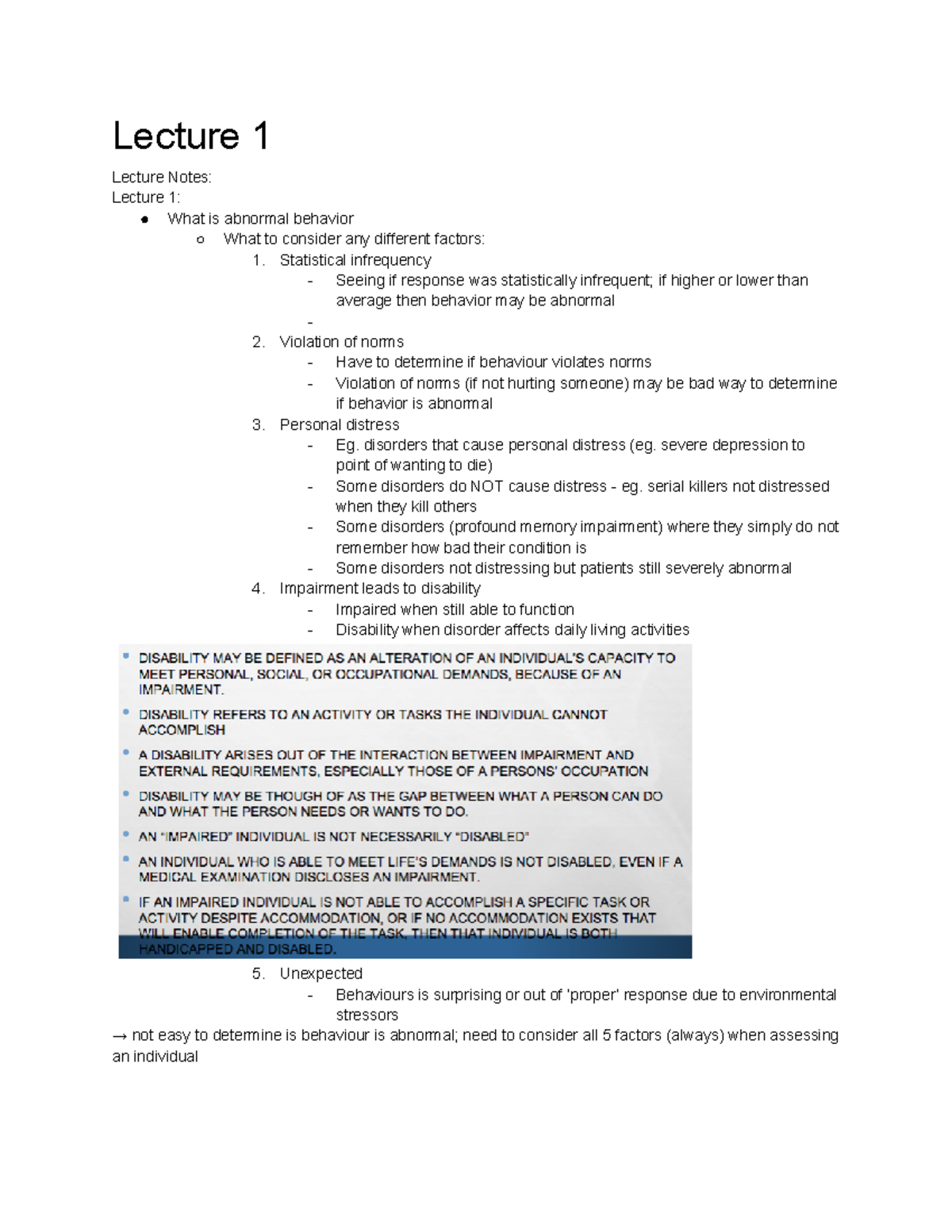 PSYB32 Lecture 1: Understanding Abnormal Behavior and Psychopathology - Document Preview