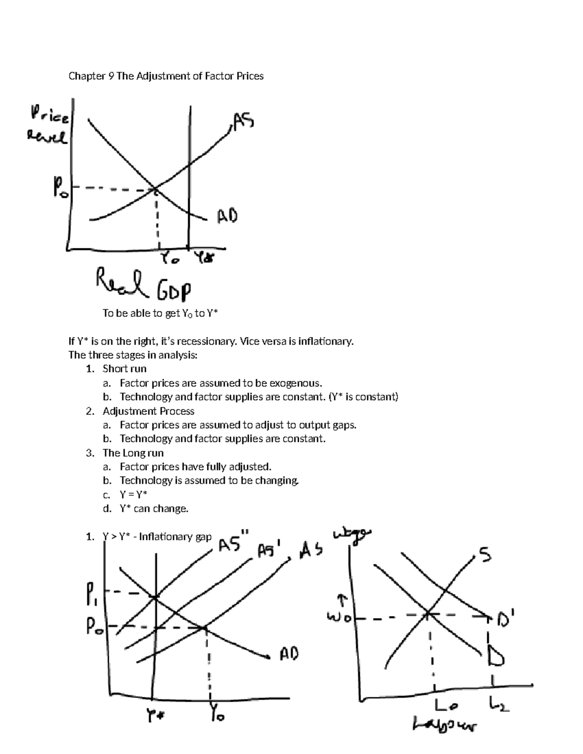 ECON 1110 Chapter 9 notes on the adjustment of factor prices - Studocu
