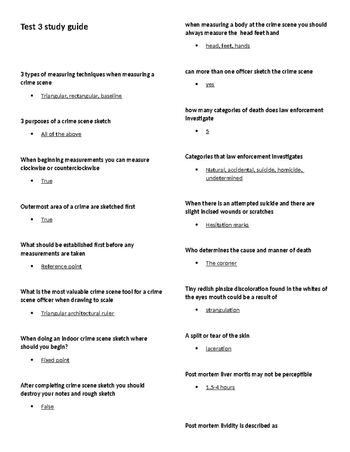 Crime Scene Investigation Techniques Study Guide (CJI 101) - Studocu