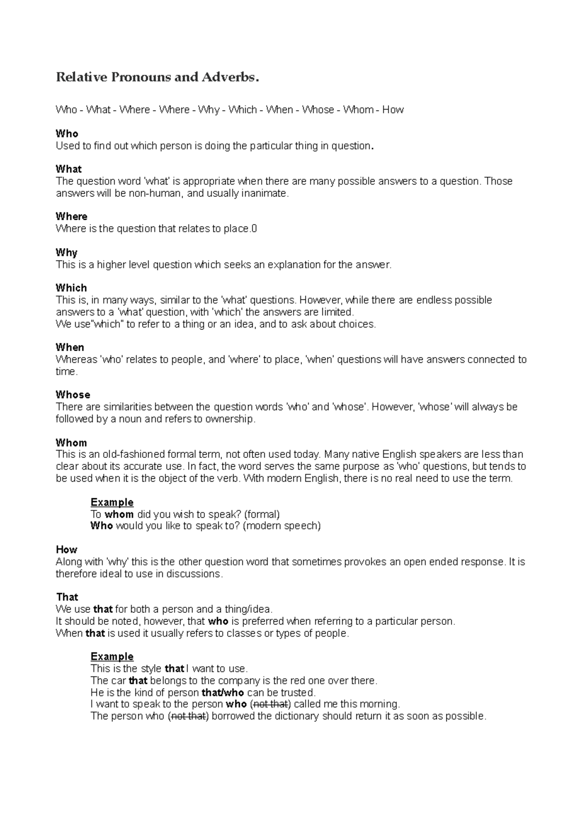 Relative Clauses & Wh Questions Overview for English Learners - Studocu