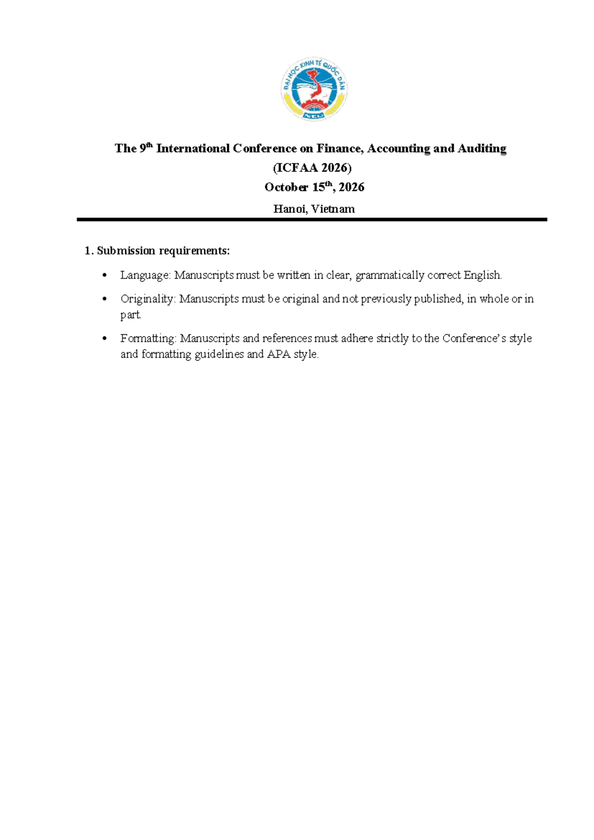 ICFAA 2026 - Manuscript Submission Guidelines and Template - Studocu