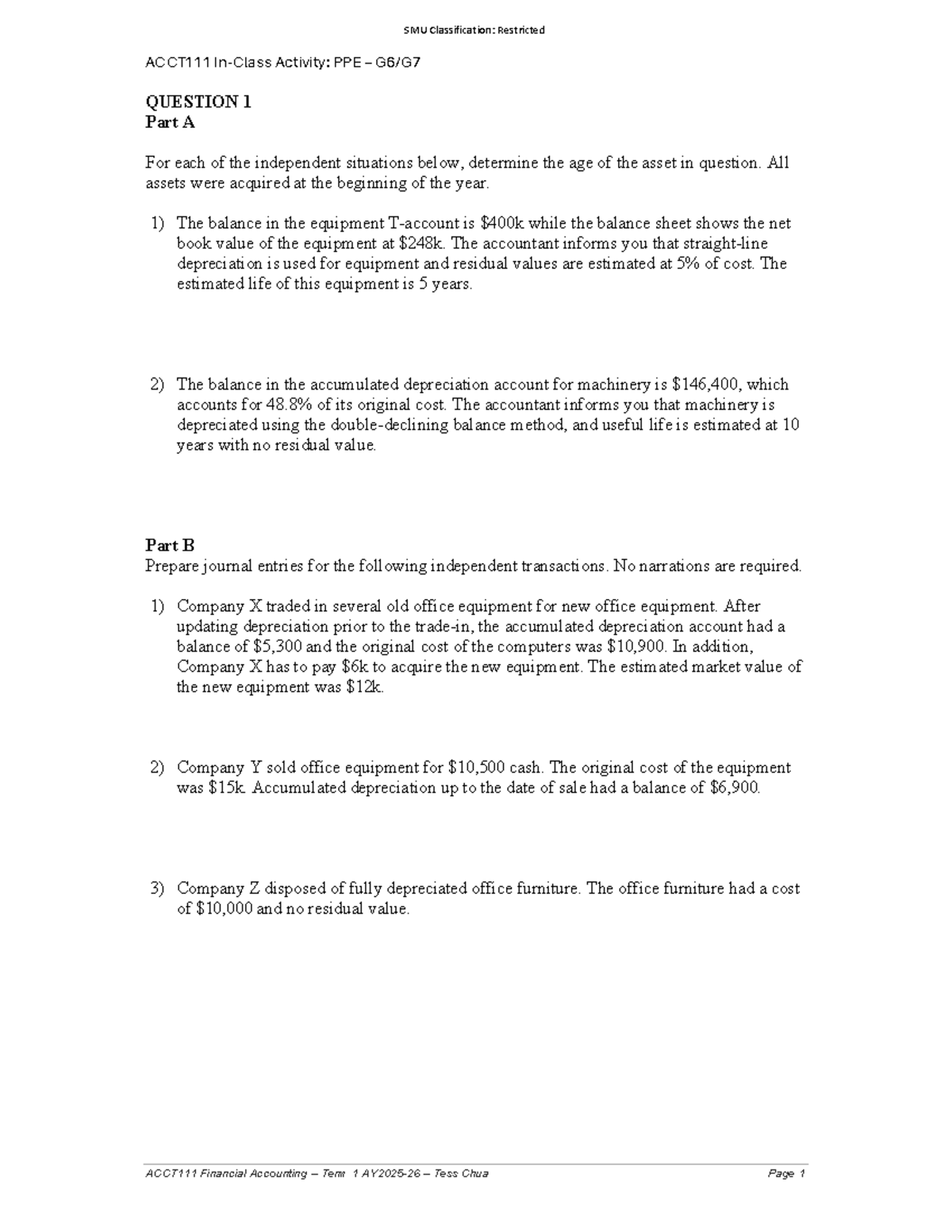 Week 7 - Class Activity - Financial Accounting (Term 1) - Studocu