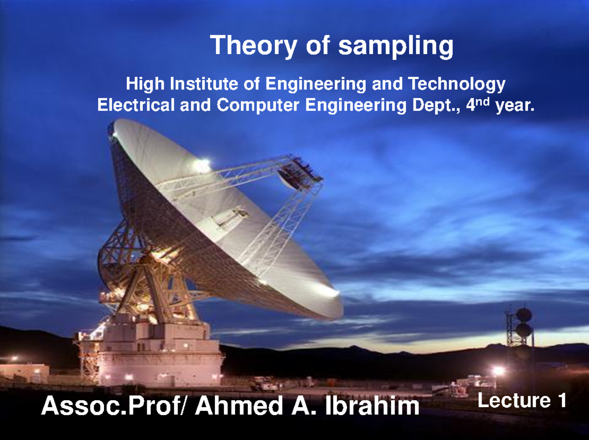 Microwave Lec#1 - Theory of sampling Lecture 1 High Institute of ...