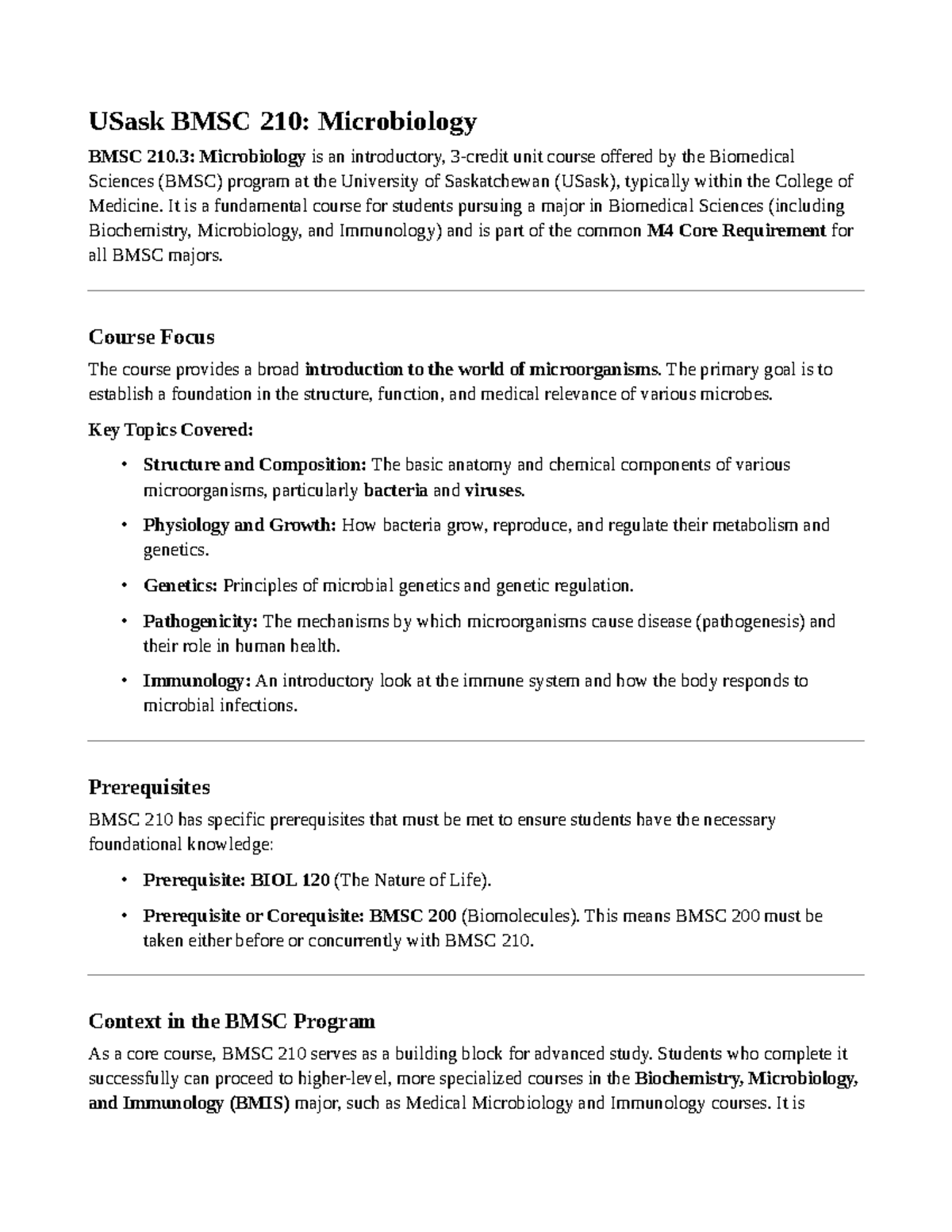USask BMSC 210: Intro to Microbiology Course Overview and Topics - Studocu
