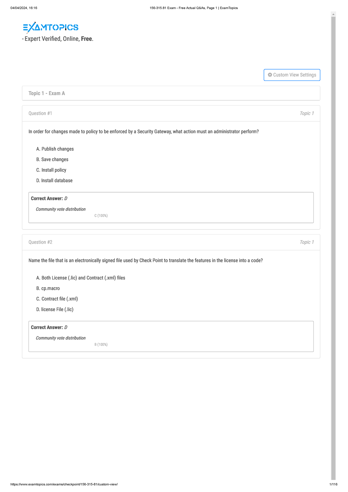 Checkpoint R81 CCSE 156-315.81 Final Exam - Essential Q&As and Topics ...
