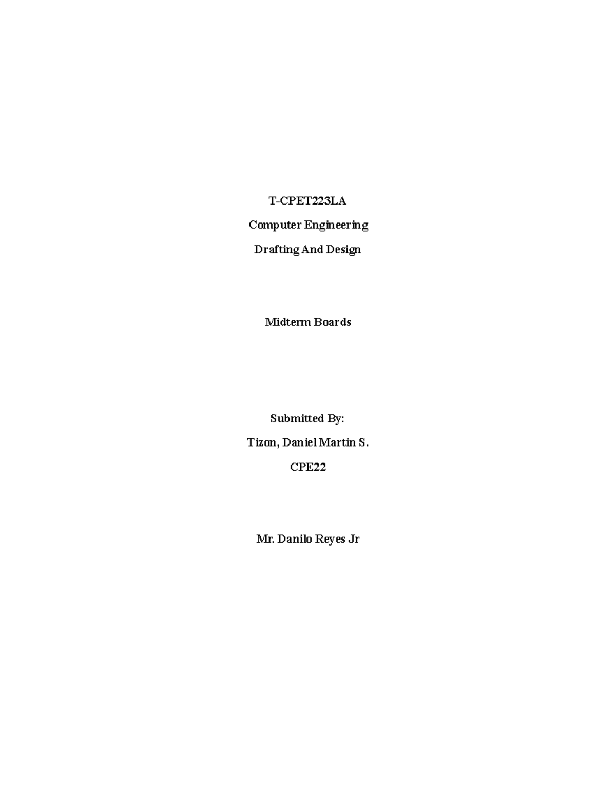 CPE22 Computer Engineering Midterm Drafting & Design Boards - Studocu