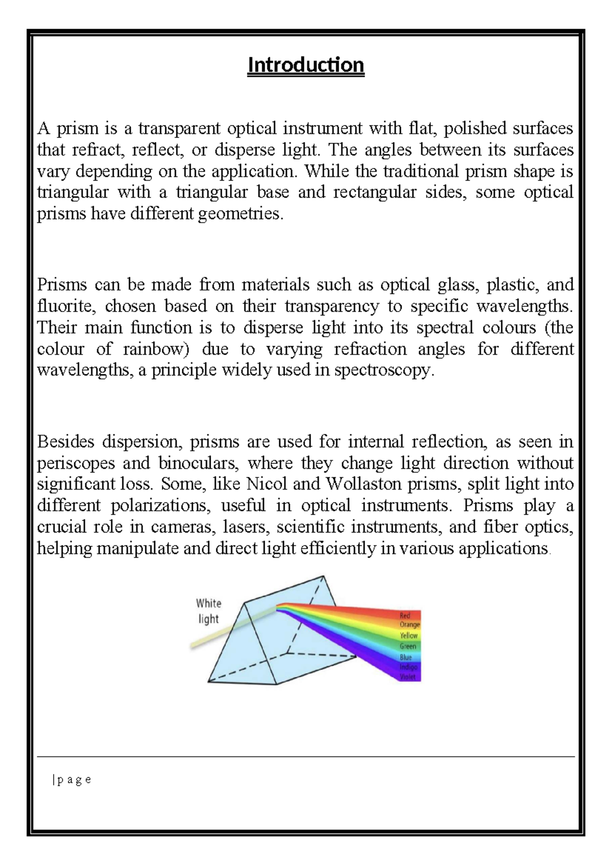 Optical Properties of Prisms: A Study on Refraction and Dispersion ...