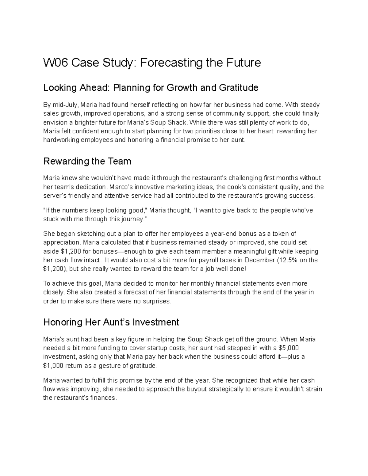 FIN 300 W06 Case Study: Strategic Financial Planning for Growth - Studocu