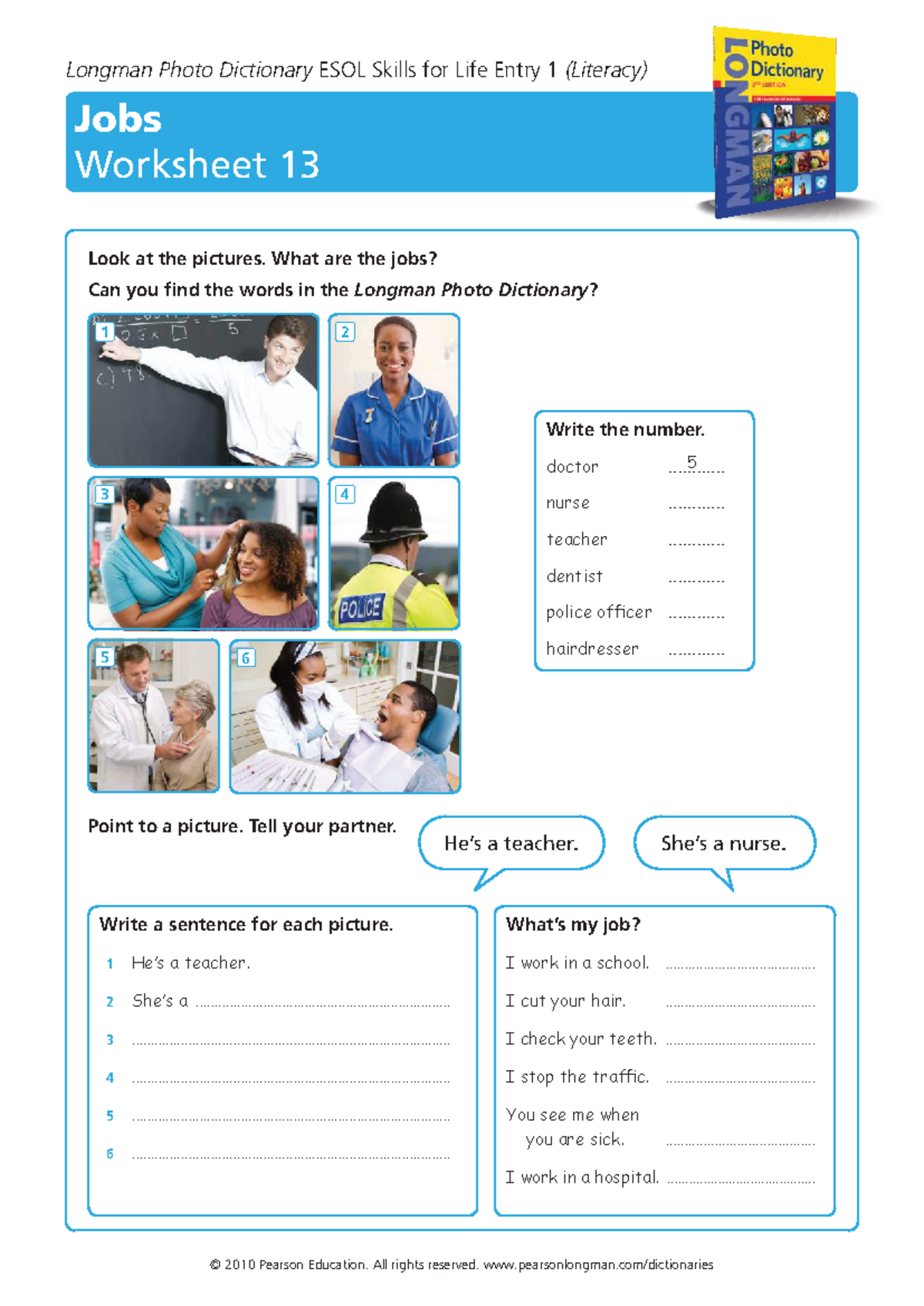 Jobs Worksheet for ESOL Skills for Life Entry 1 - Studocu
