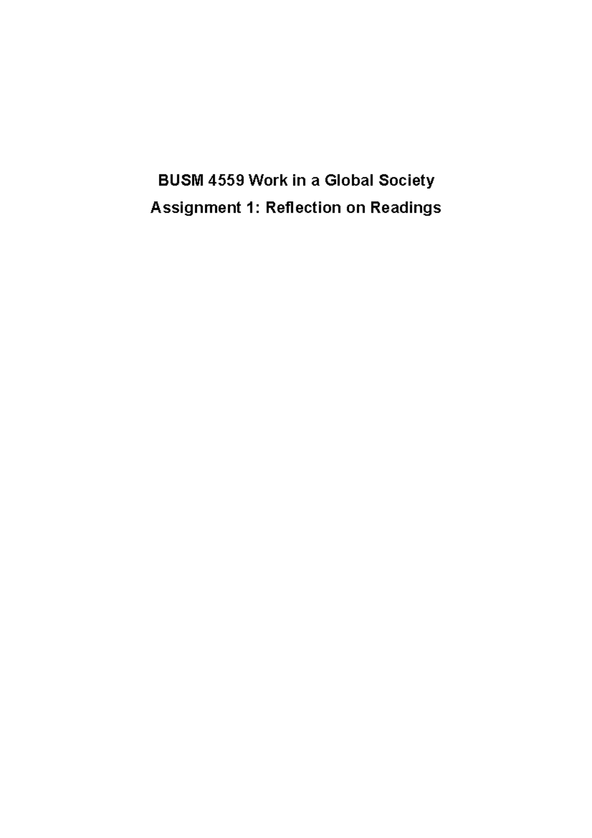BUSM4559 Assignment 1 - A sample of what you might get - BUSM 4559 Work ...