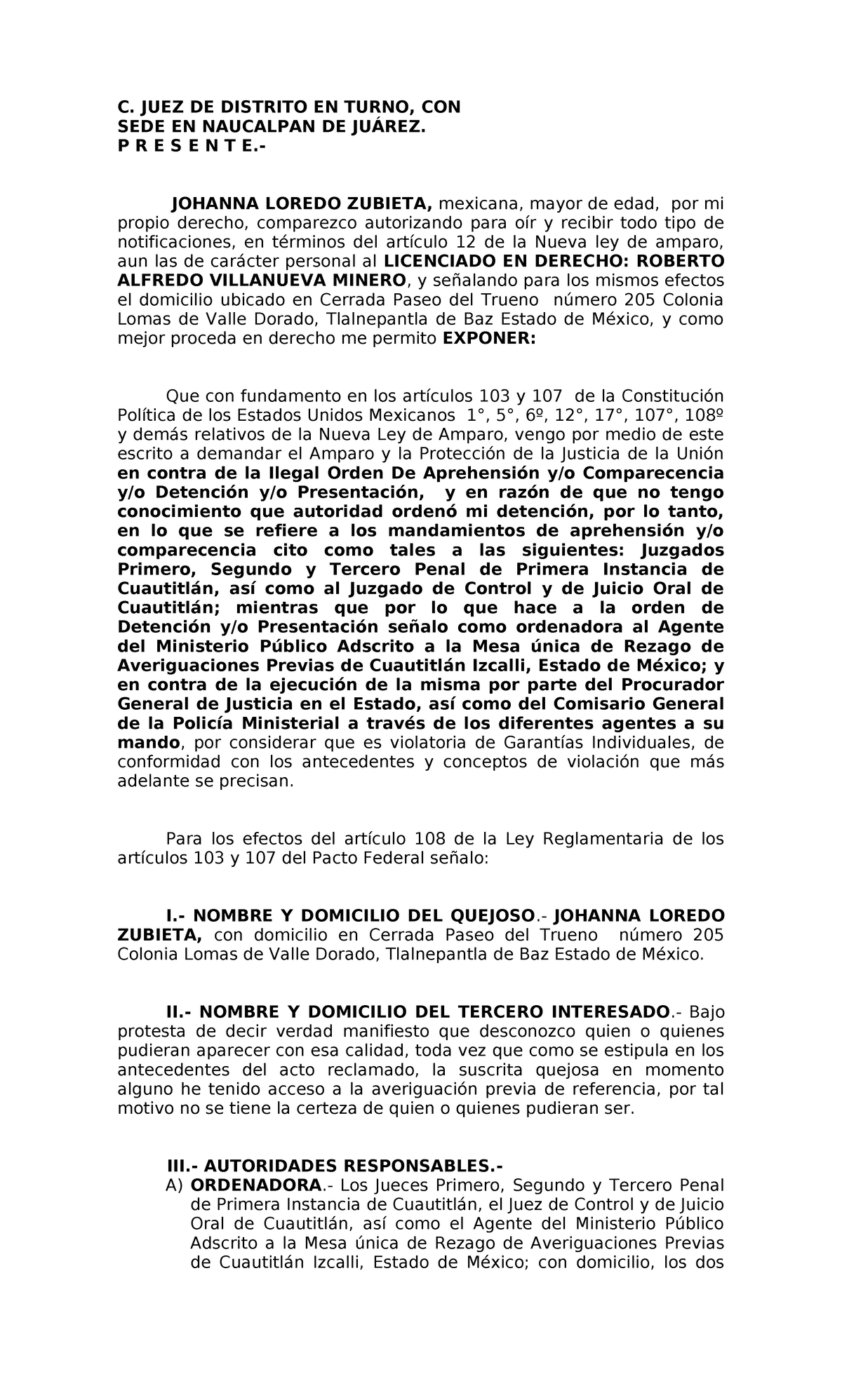 Amparo y Protección de la Justicia Federal - C. Juez de Distrito - Studocu