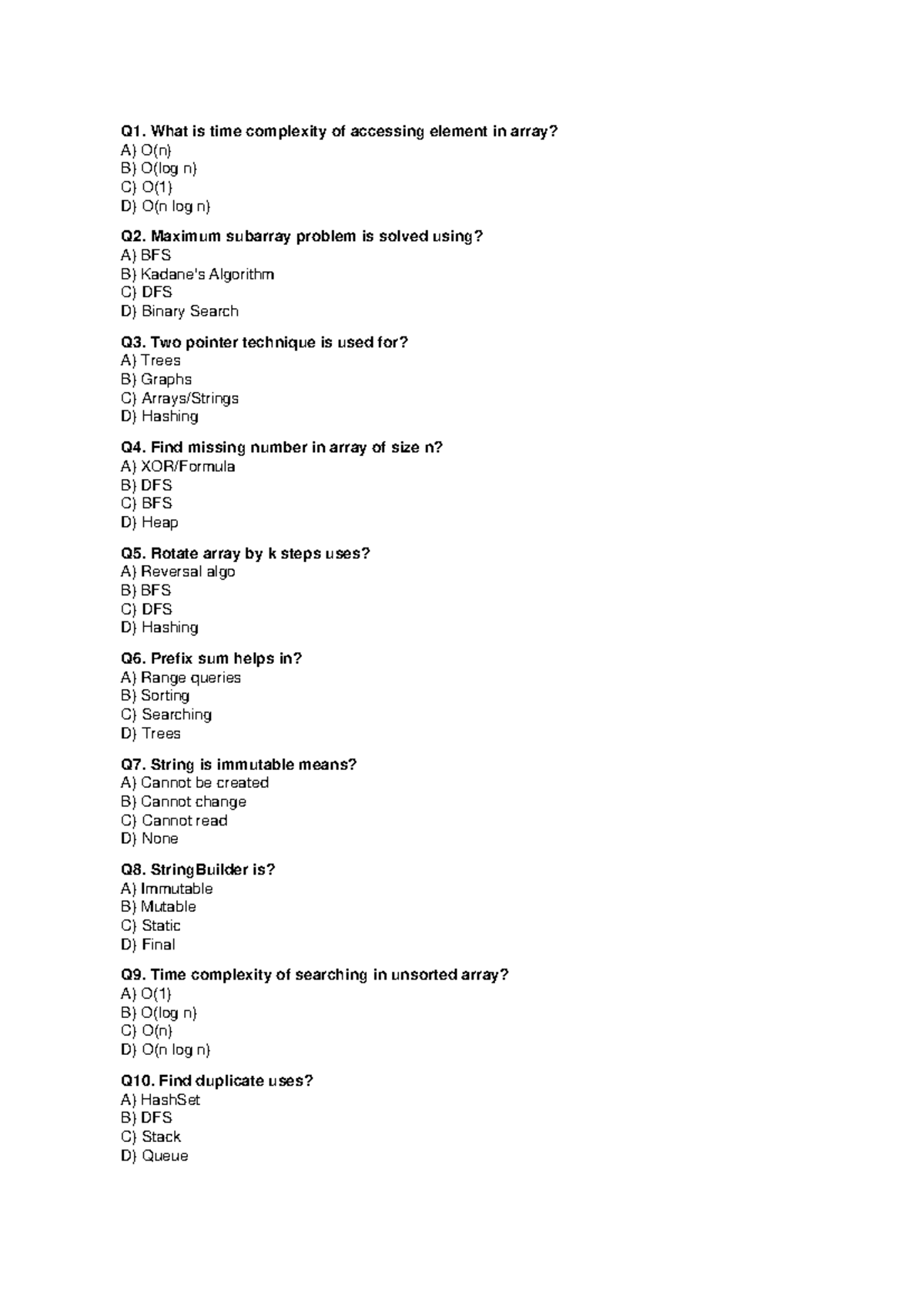 DSA Advanced 120 MCQs - Study Guide for Exam Preparation - Studocu