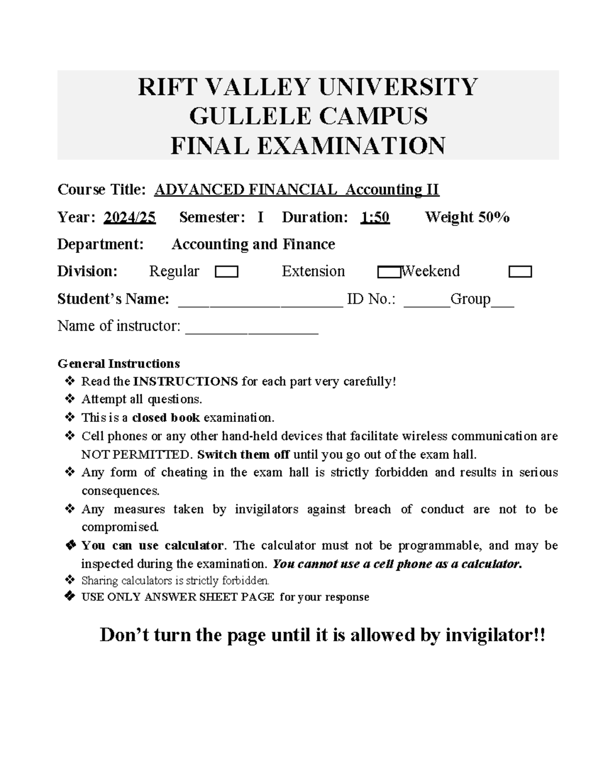 ADV FA 2 Final Exam 2025: Advanced Financial Accounting II - Studocu