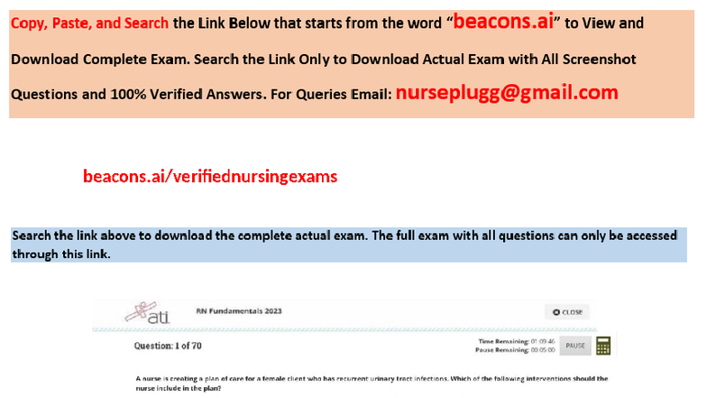 Actual ATI RN Fundamentals 2025 Proctored Exam with NGN 70 Q&A - Studocu