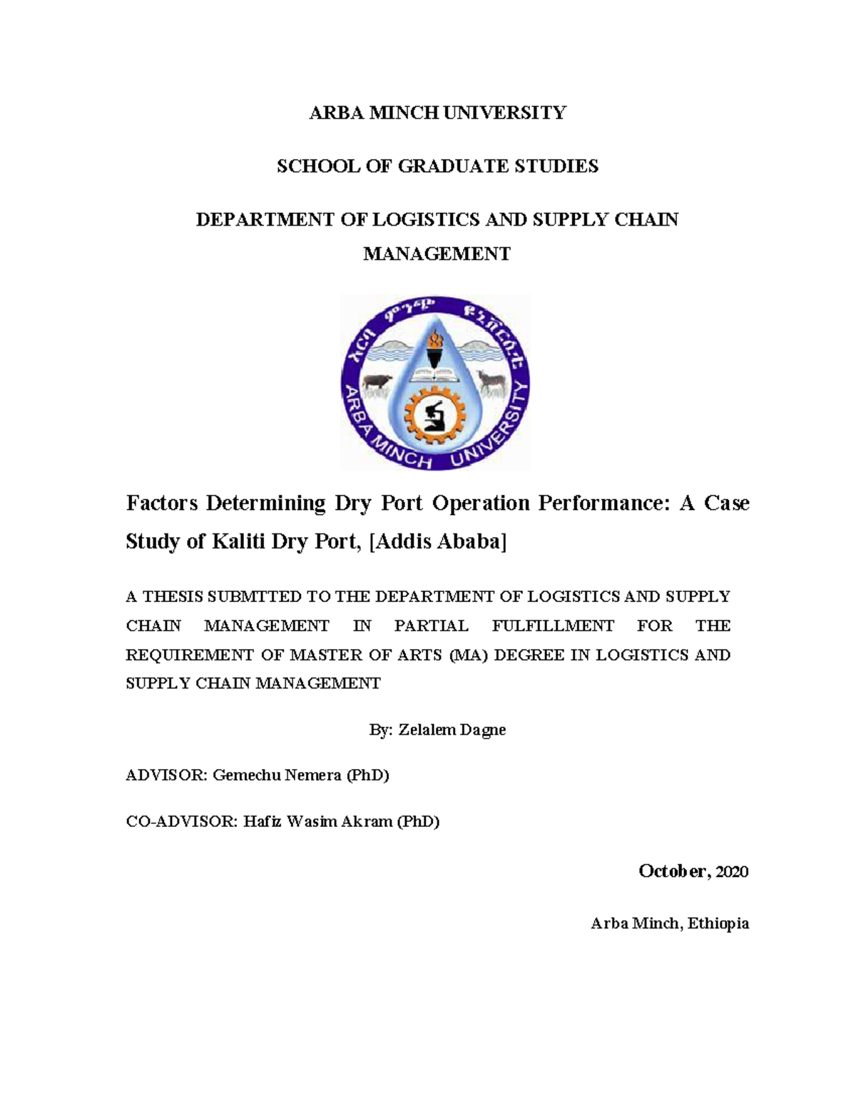 Factors Influencing Dry Port Operations: A Case Study of Kaliti Dry ...