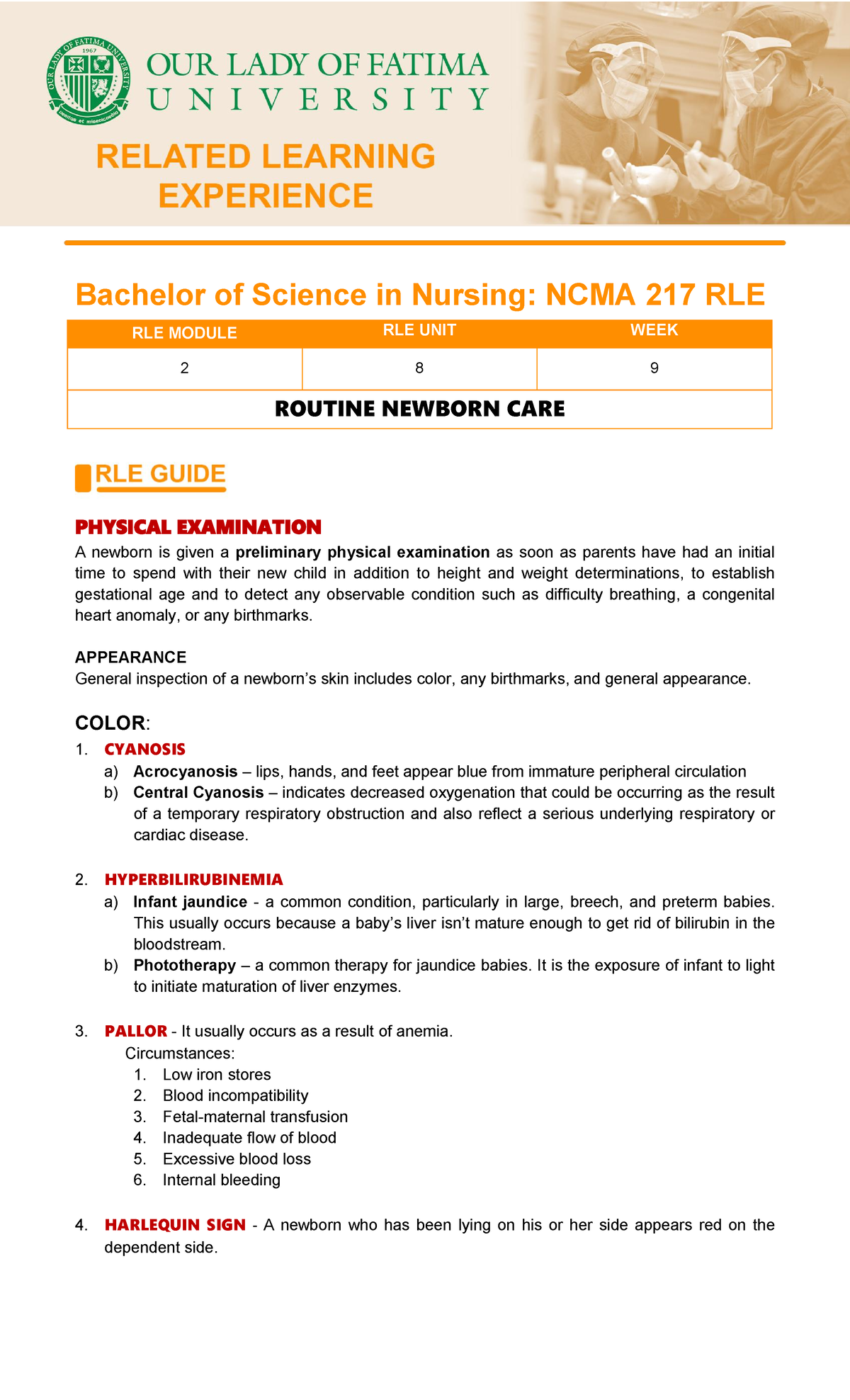 Routine Newborn CARE - Bachelor of Science in Nursing: NCMA 217 RLE ...