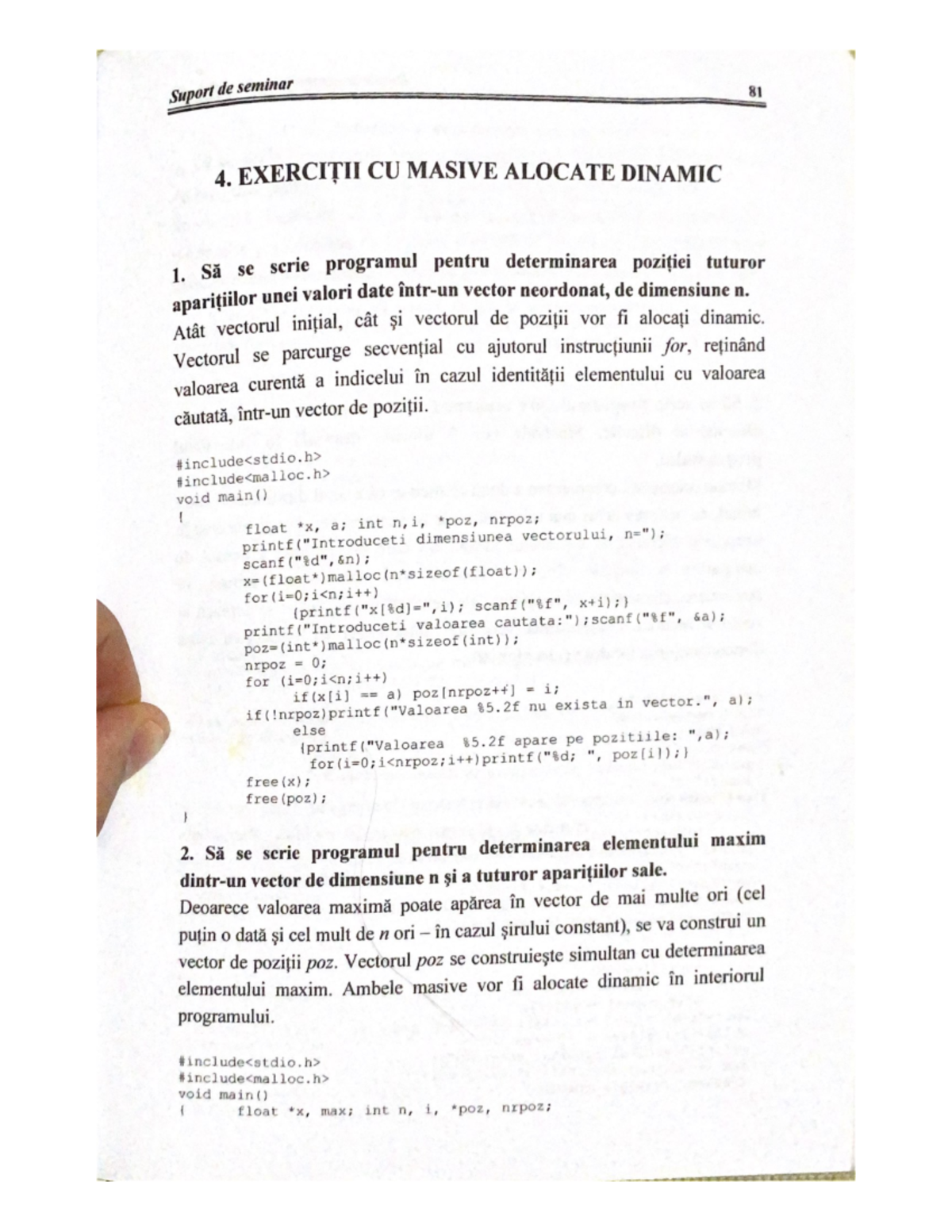 4. Exercitii CU Masive Alocate Dinamic - Bazele programării ...