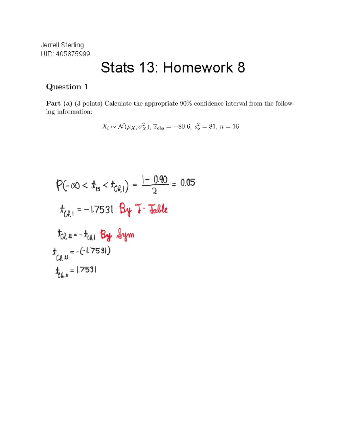 Stats 13 Homework 4: Hypothesis Testing and Test Statistics Analysis ...