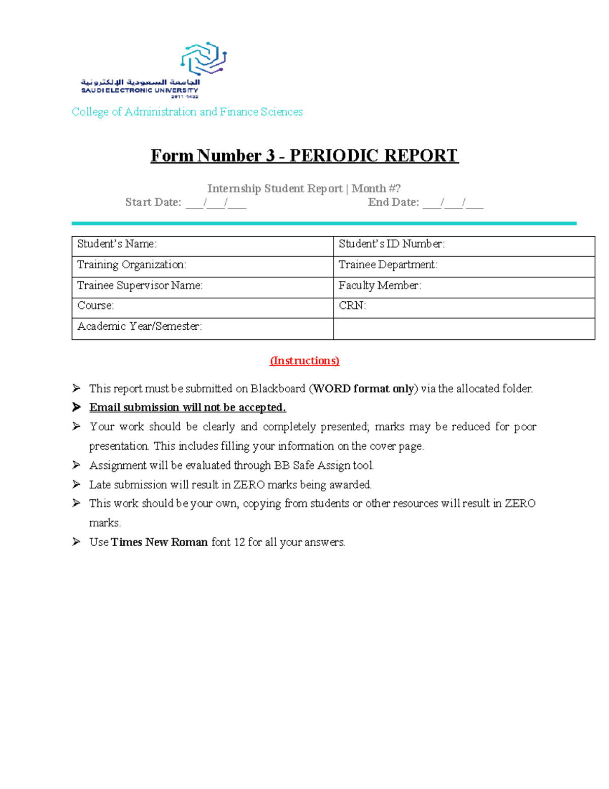 Periodic Report ( Salem) - College of Administration and Finance ...