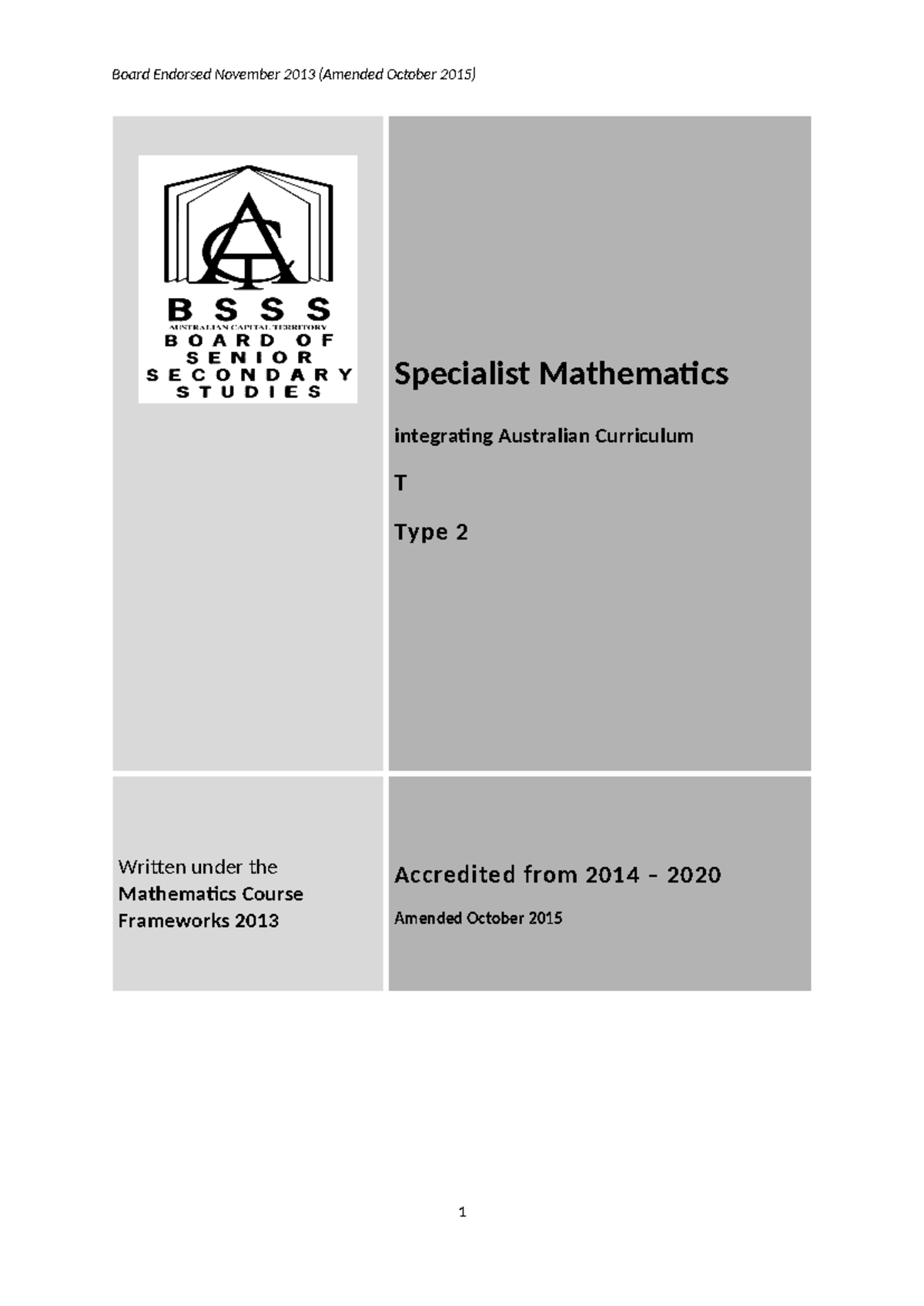 Specialist Mathematics T Course Framework (2014-2020) Overview - Studocu
