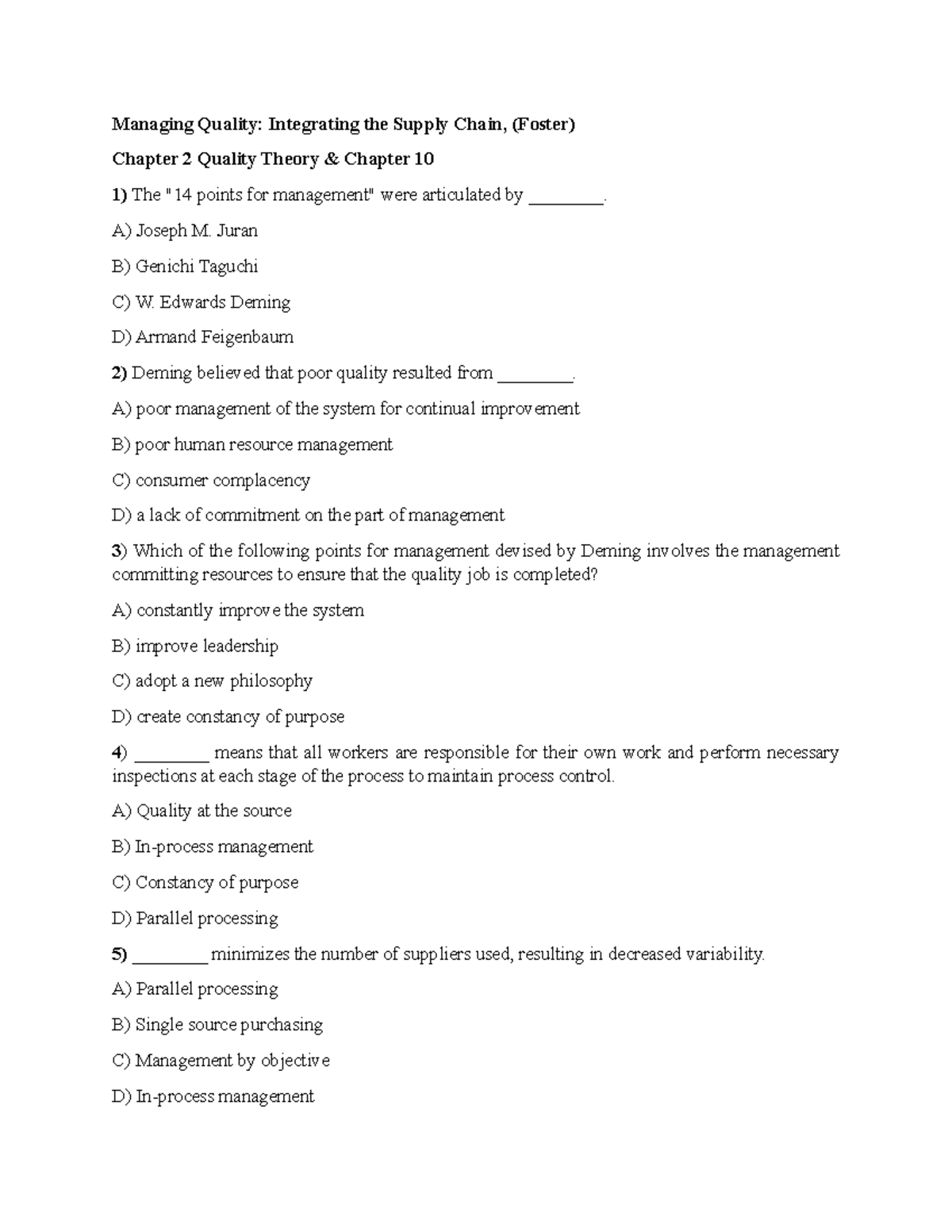 Managing Quality 2 - Chapter Insights & Important Notes - Studocu