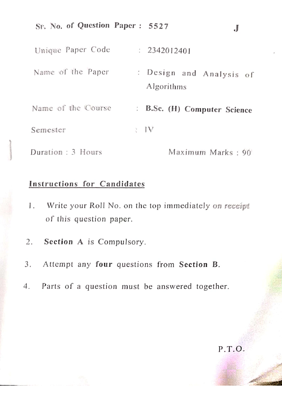 B.Sc. Computer Science IV Sem: Computer Networks Question Paper ...