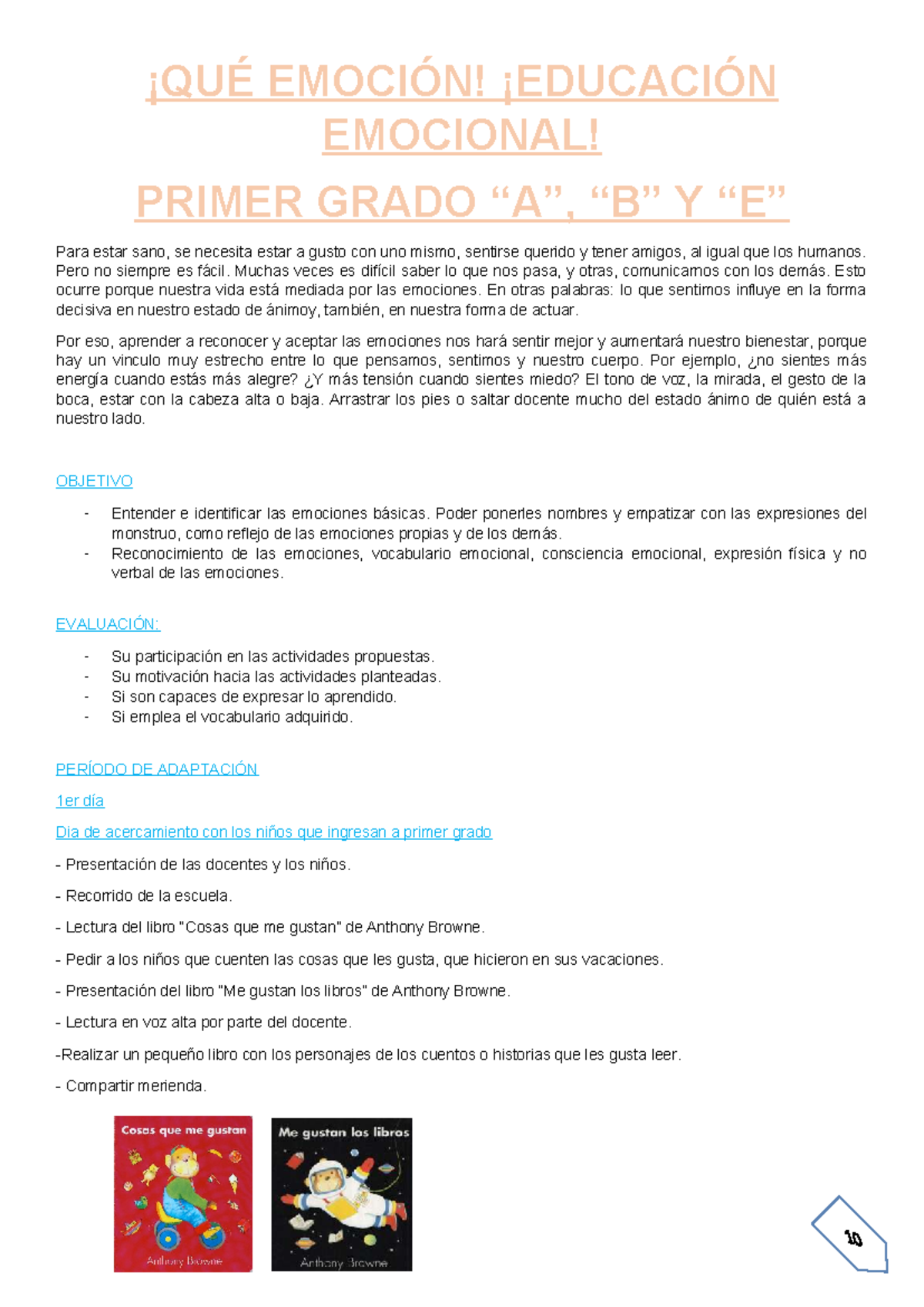 Secuencia de Emociones: Actividades para Primer Grado - Studocu