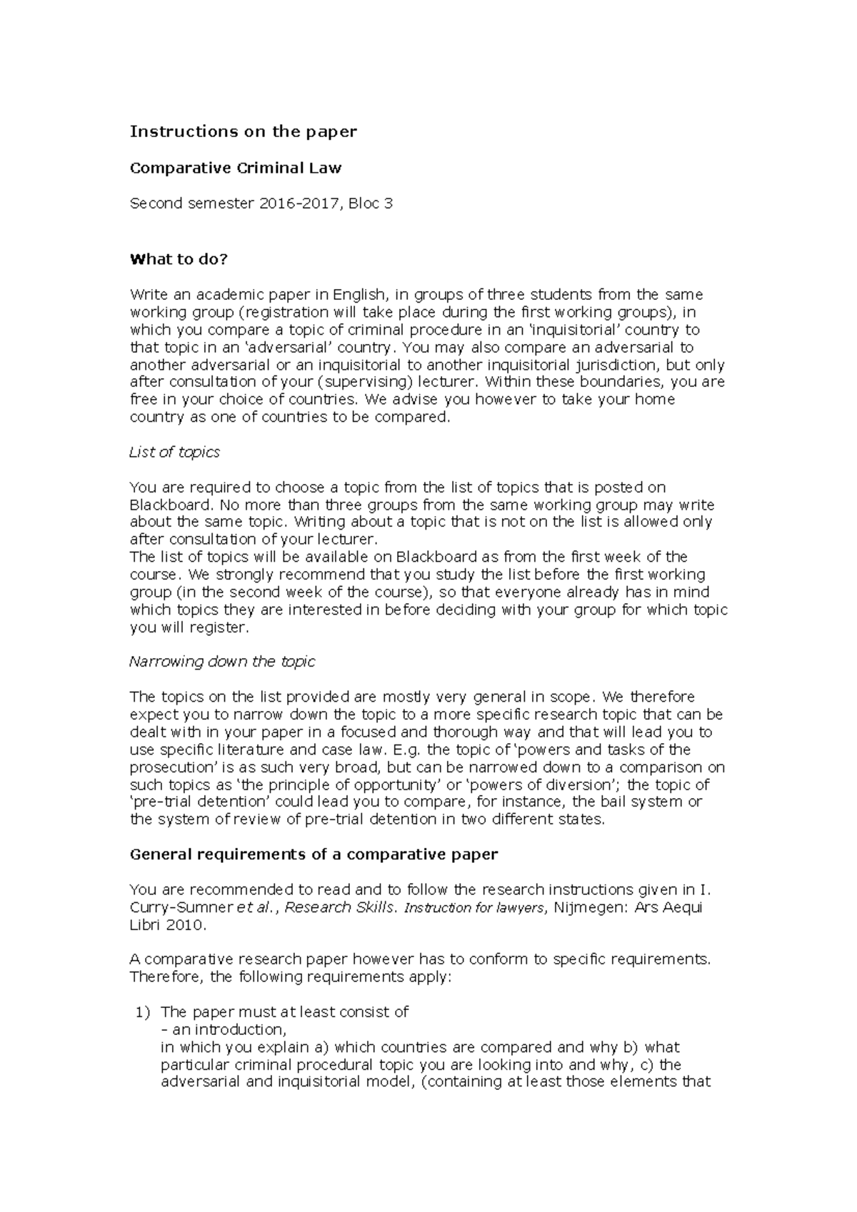 Comparative Criminal Law Paper: Guidelines for Writing (Bloc 3 ...