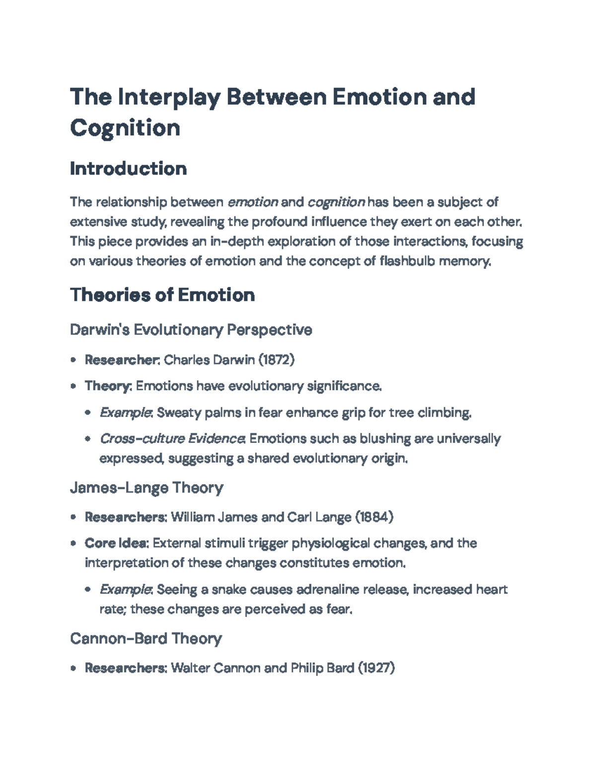 The Interplay of Emotion and Cognition: Understanding Flashbulb Memory ...