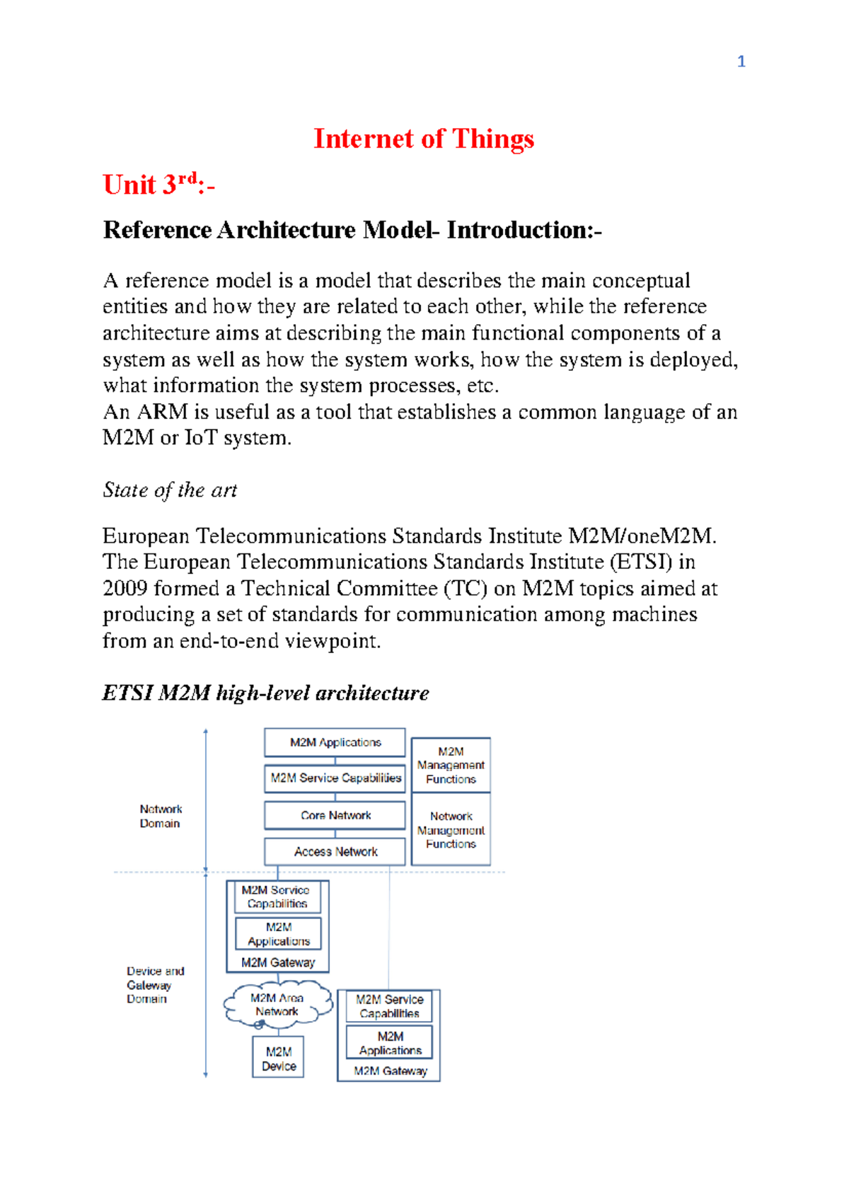 IoT Overview and Reference Architecture - Unit 3 Insights - Studocu